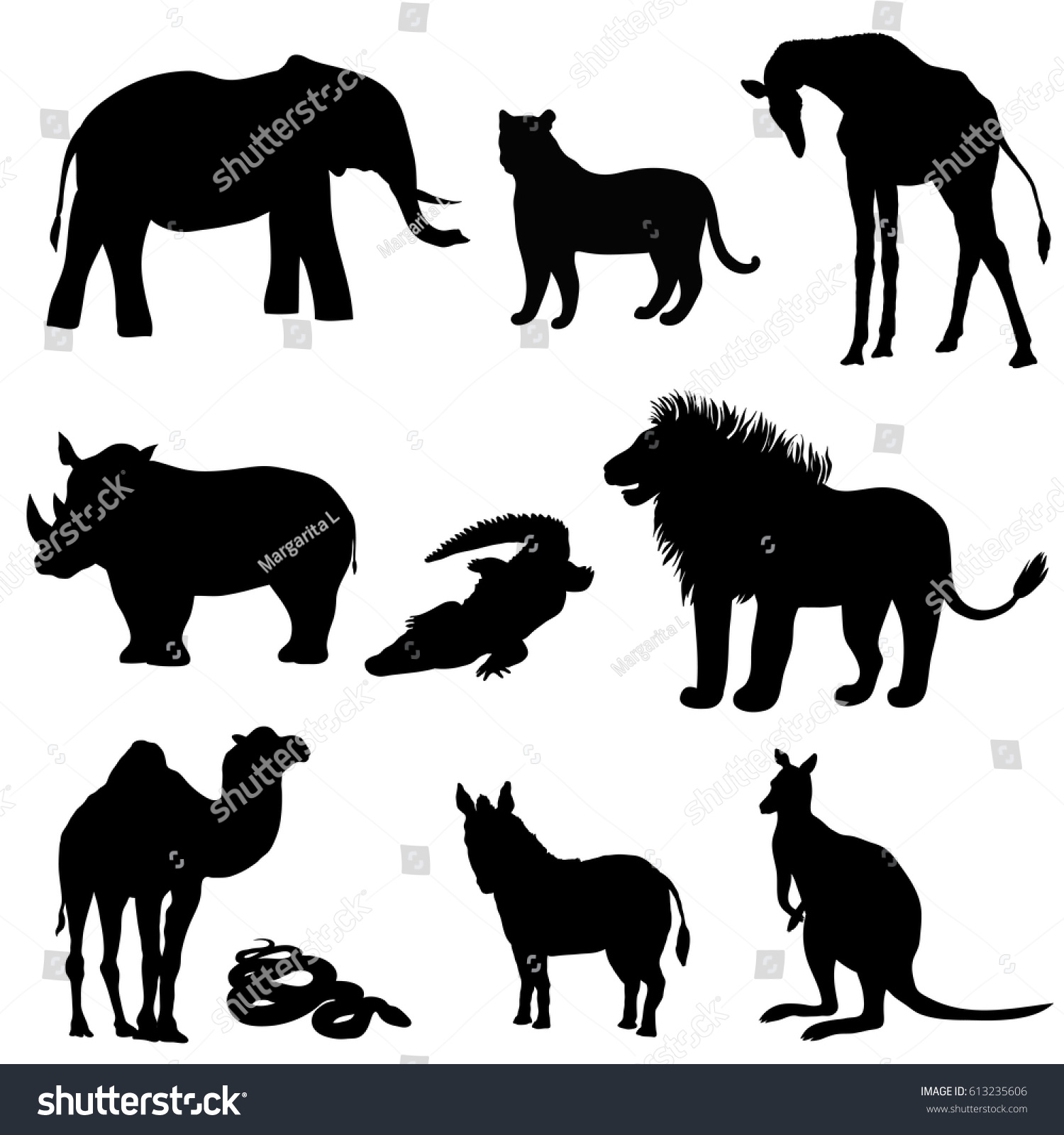 Vector Illustration Image Animals Animals Black Stock Vektorgrafik