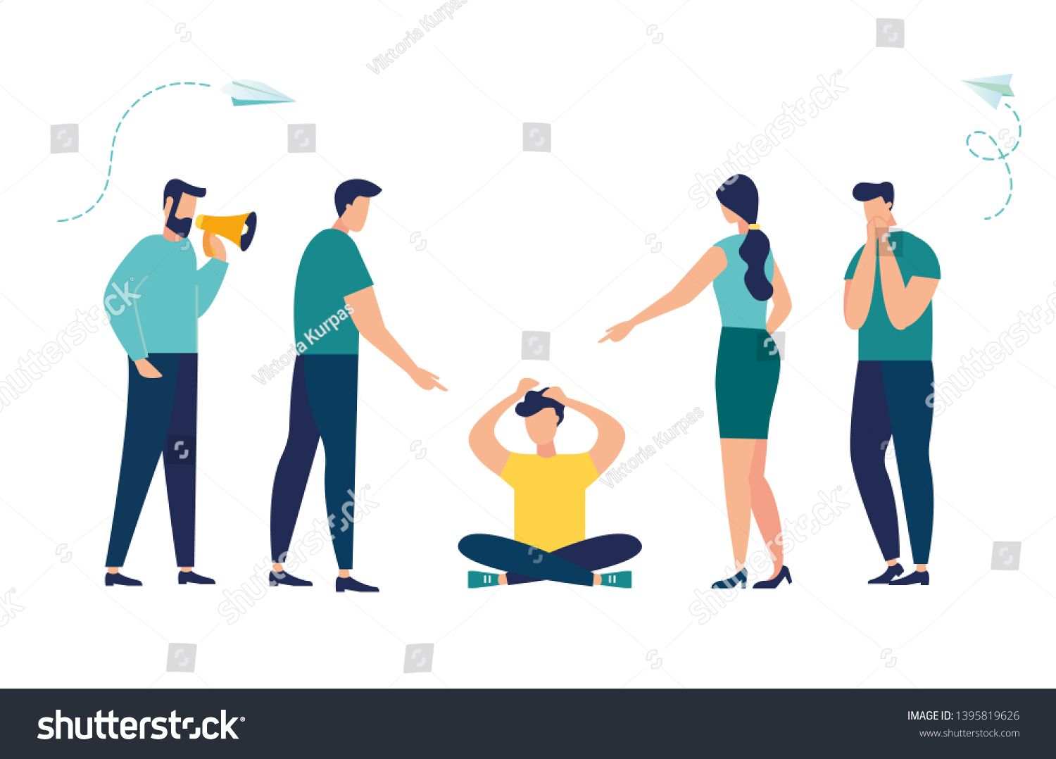 Vector Illustration Problem Bullying Man Sits Stock Vector Royalty Free 1395819626 Shutterstock 