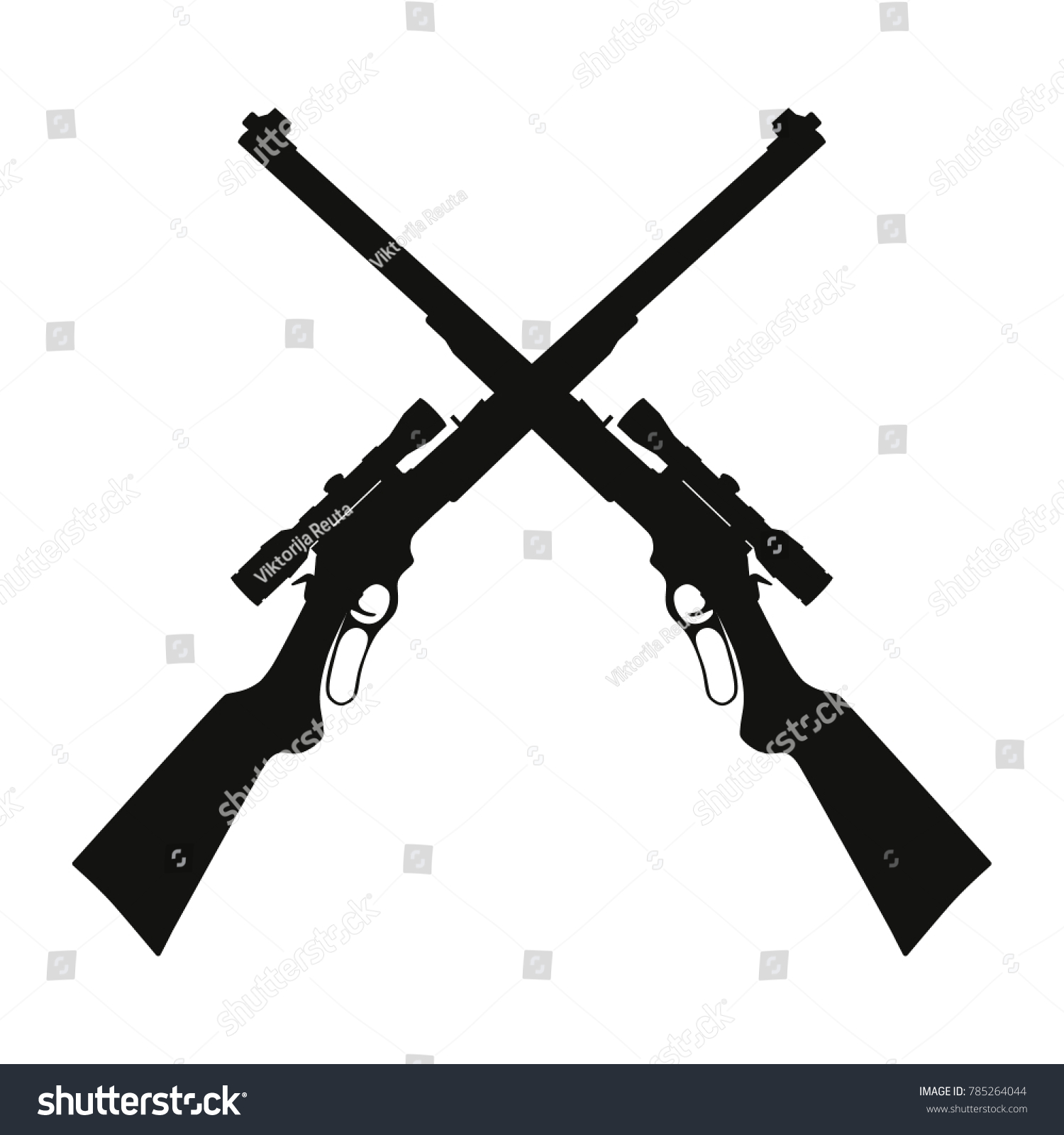 Vector Illustration Two Crossed Sniper Rifle Stock Vector (Royalty Free ...