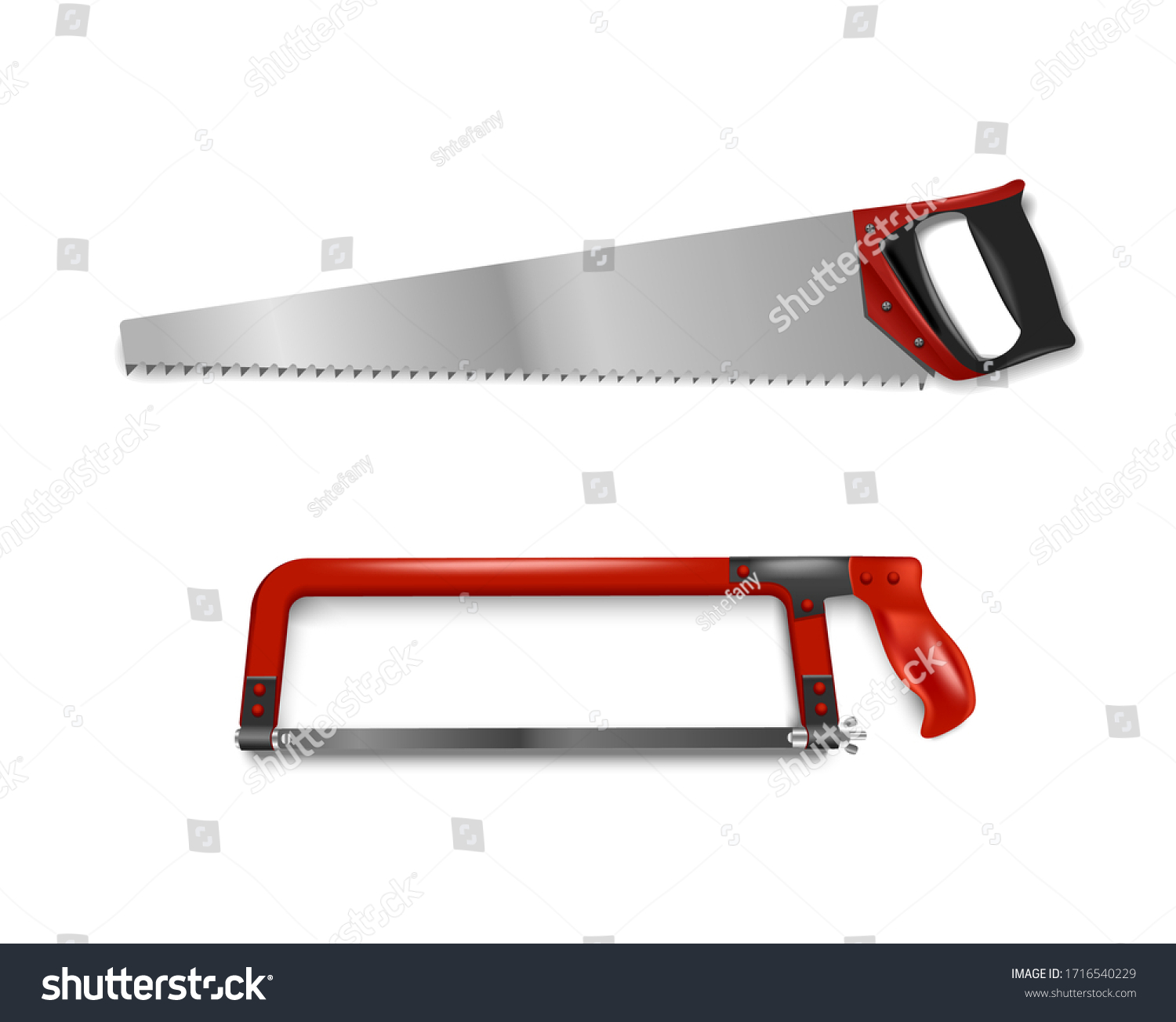 Vector Illustration Two Hand Saws Red Stock Vector (Royalty Free ...