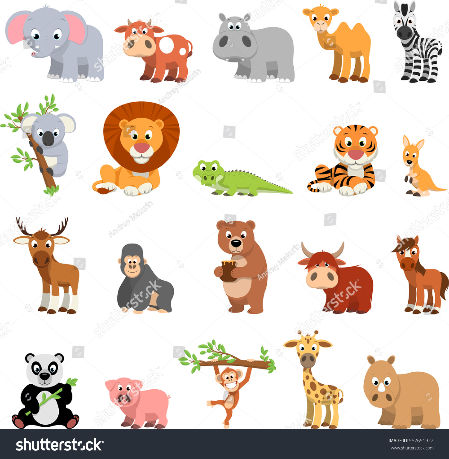 Vector Illustration Vector Set Funny Exotic Stock Vector (Royalty Free ...