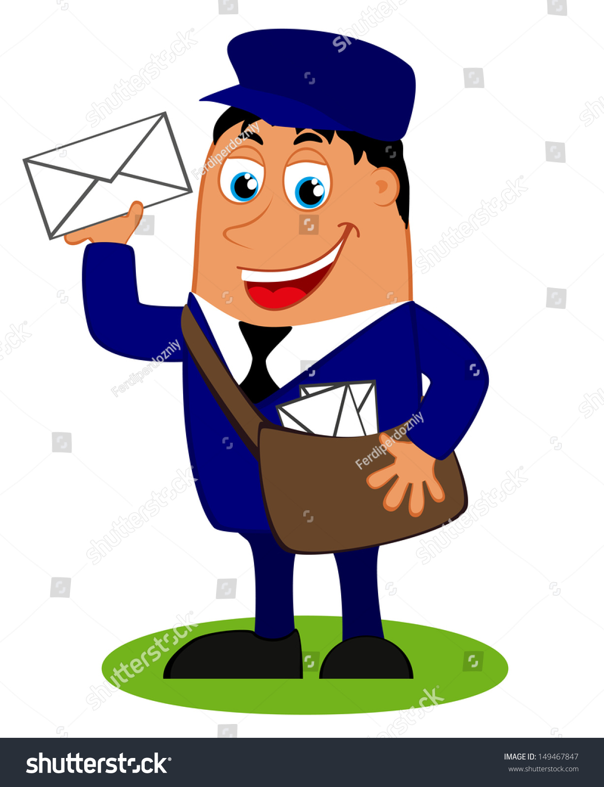 Vector Illustration Funny Postman Bag Letter Stock Vector (Royalty Free ...