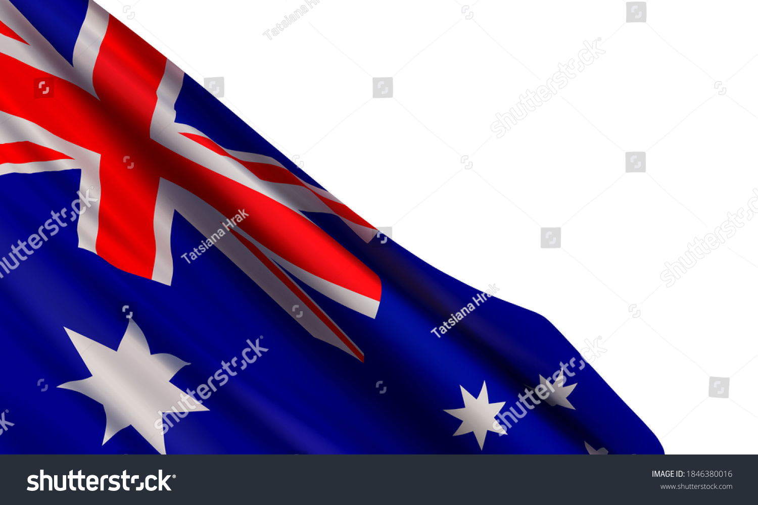 SVG of Vector illustration with a realistic flag of Australia and blank space for text isolated on white background. Vector element for Australia Day, Foundation Day, Canberra Day, Western Australia Day. svg