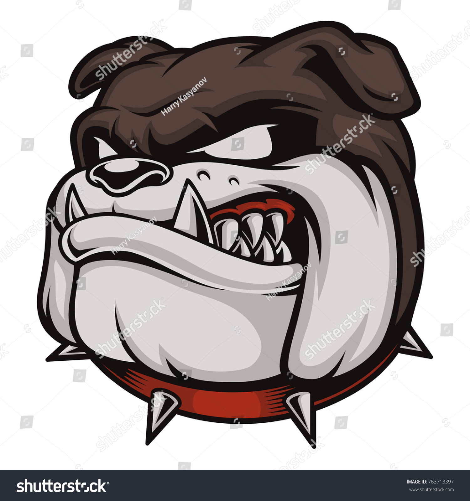 Ilustracion Vectorial Con Bulldog Enojado Logo Con Cabeza De Perro Aislado Sobre Fondo Blanco