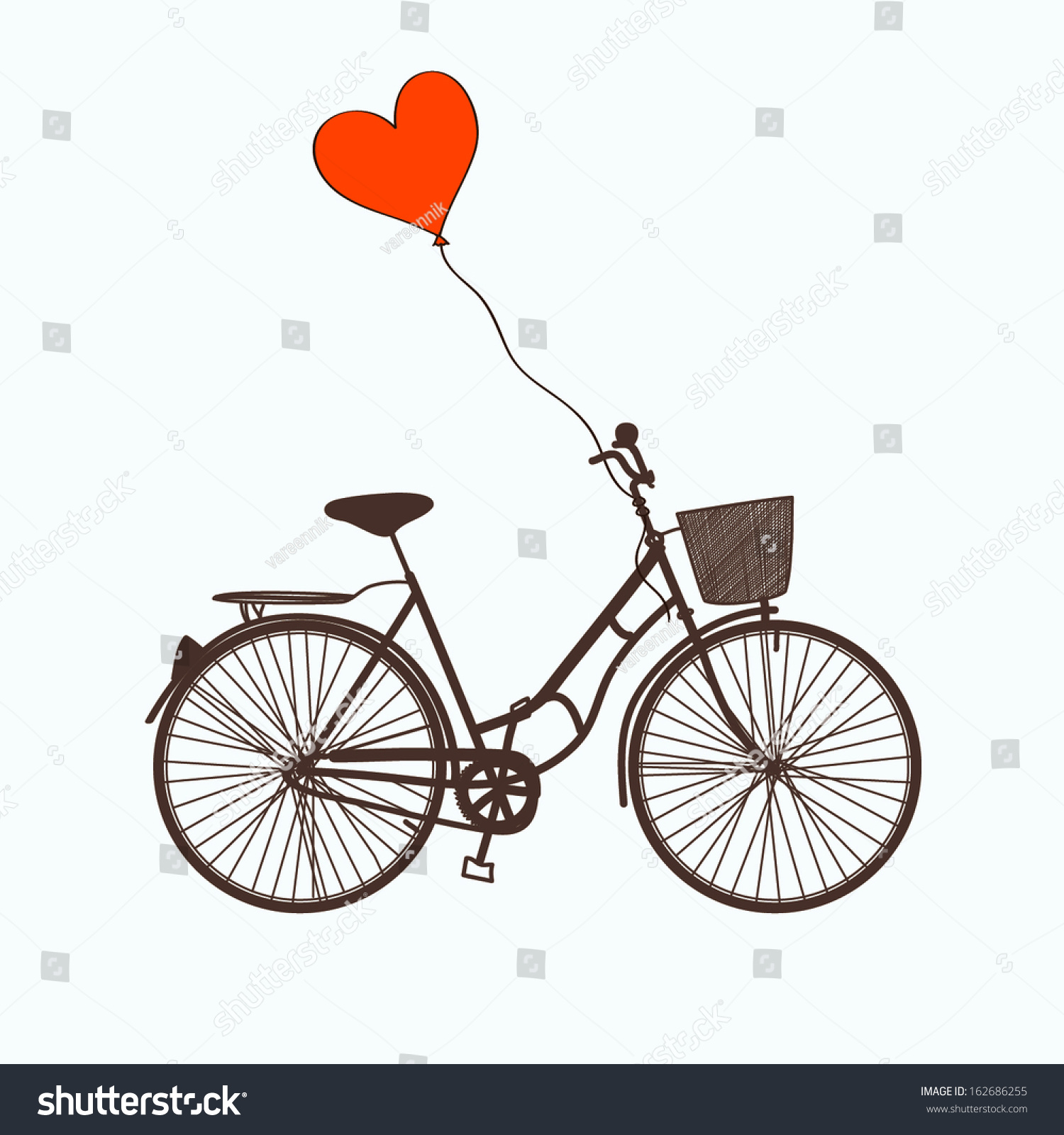 Vector Illustration With Bicycle And Balloon - 162686255 : Shutterstock