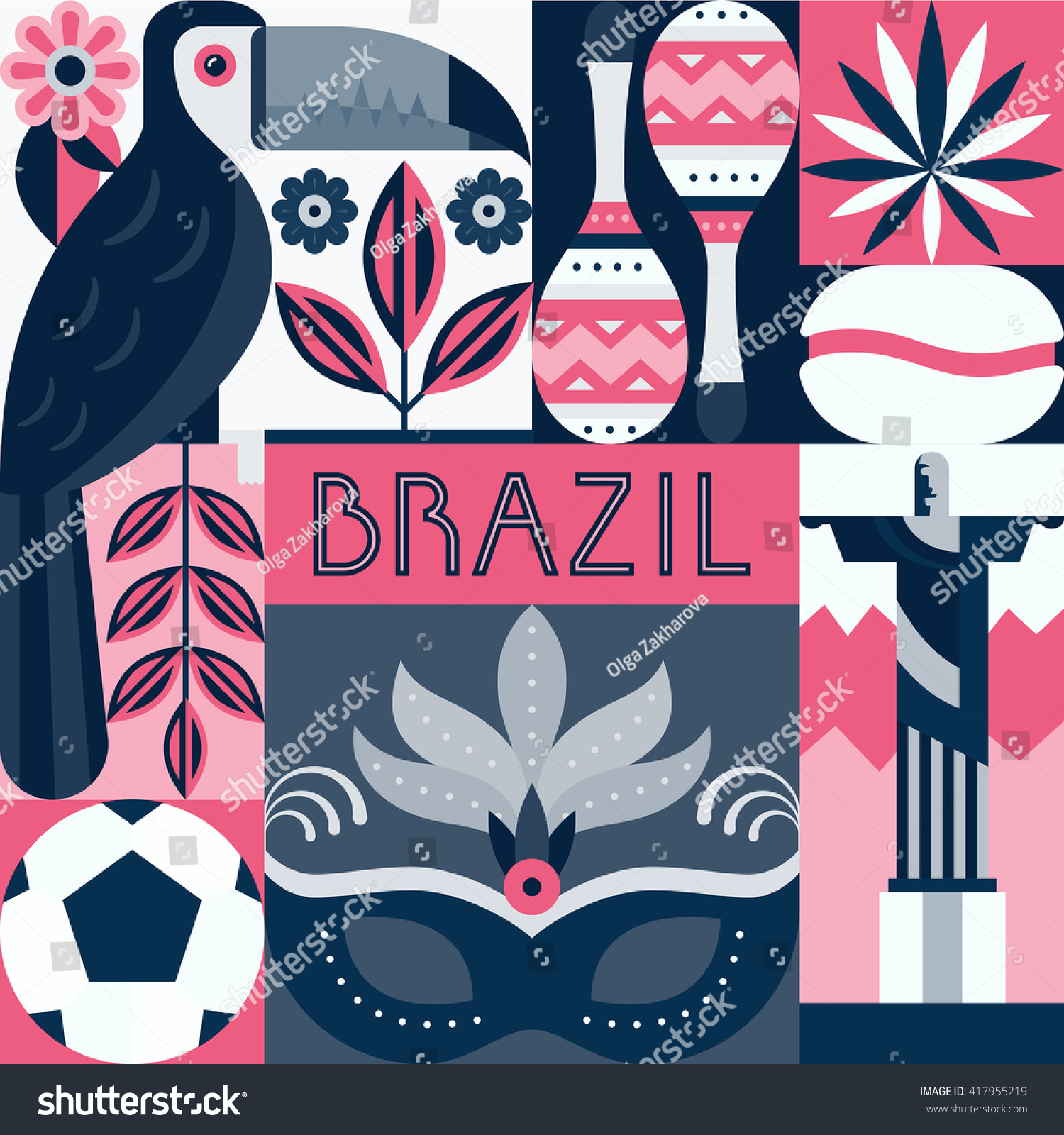 SVG of Vector illustration with Brazil symbols. Flat style vector collection. svg
