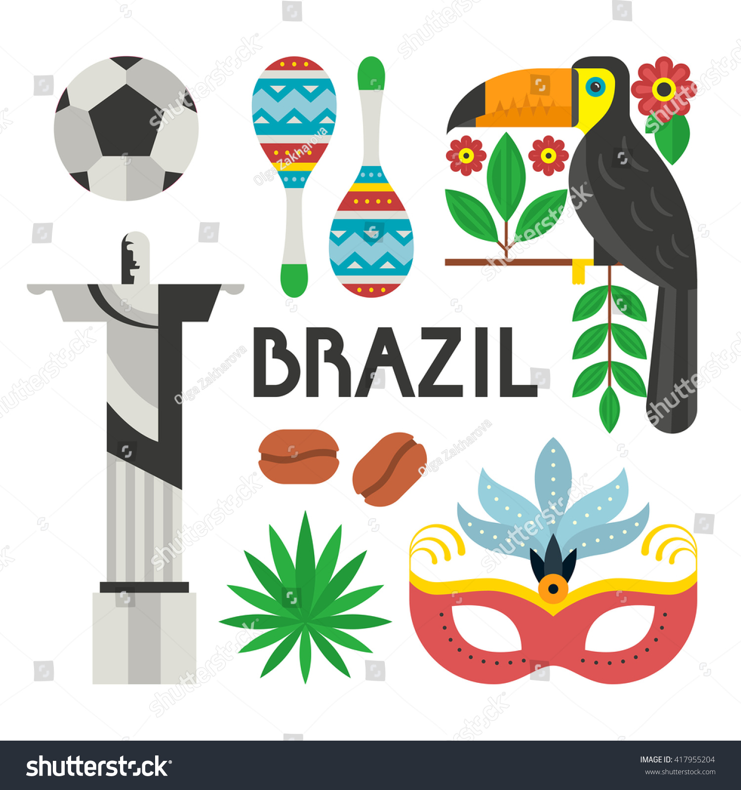 SVG of Vector illustration with Brazil symbols. Flat style vector design elements. svg