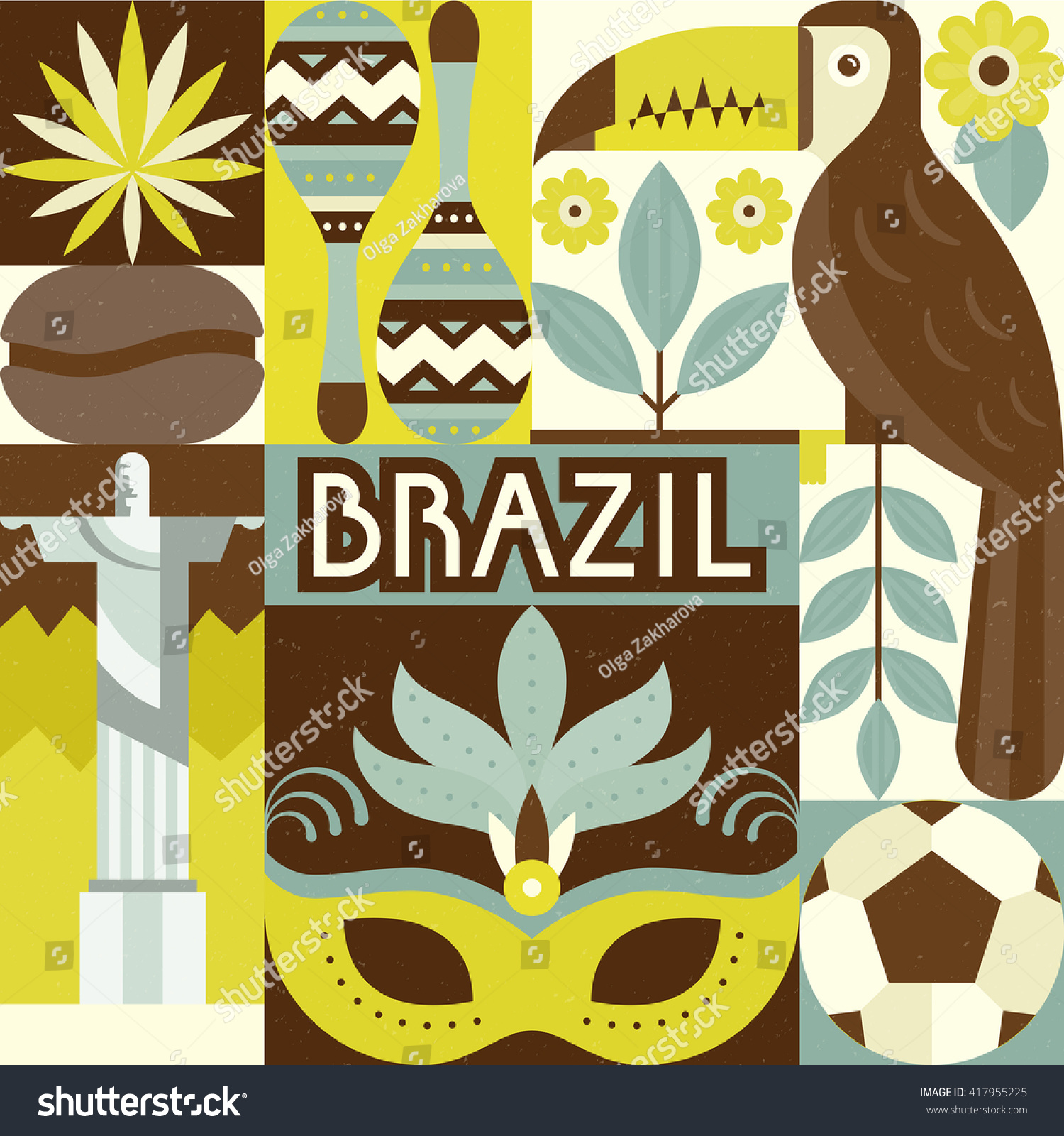 SVG of Vector illustration with Brazil symbols. Modern flat style vector illustration.  svg