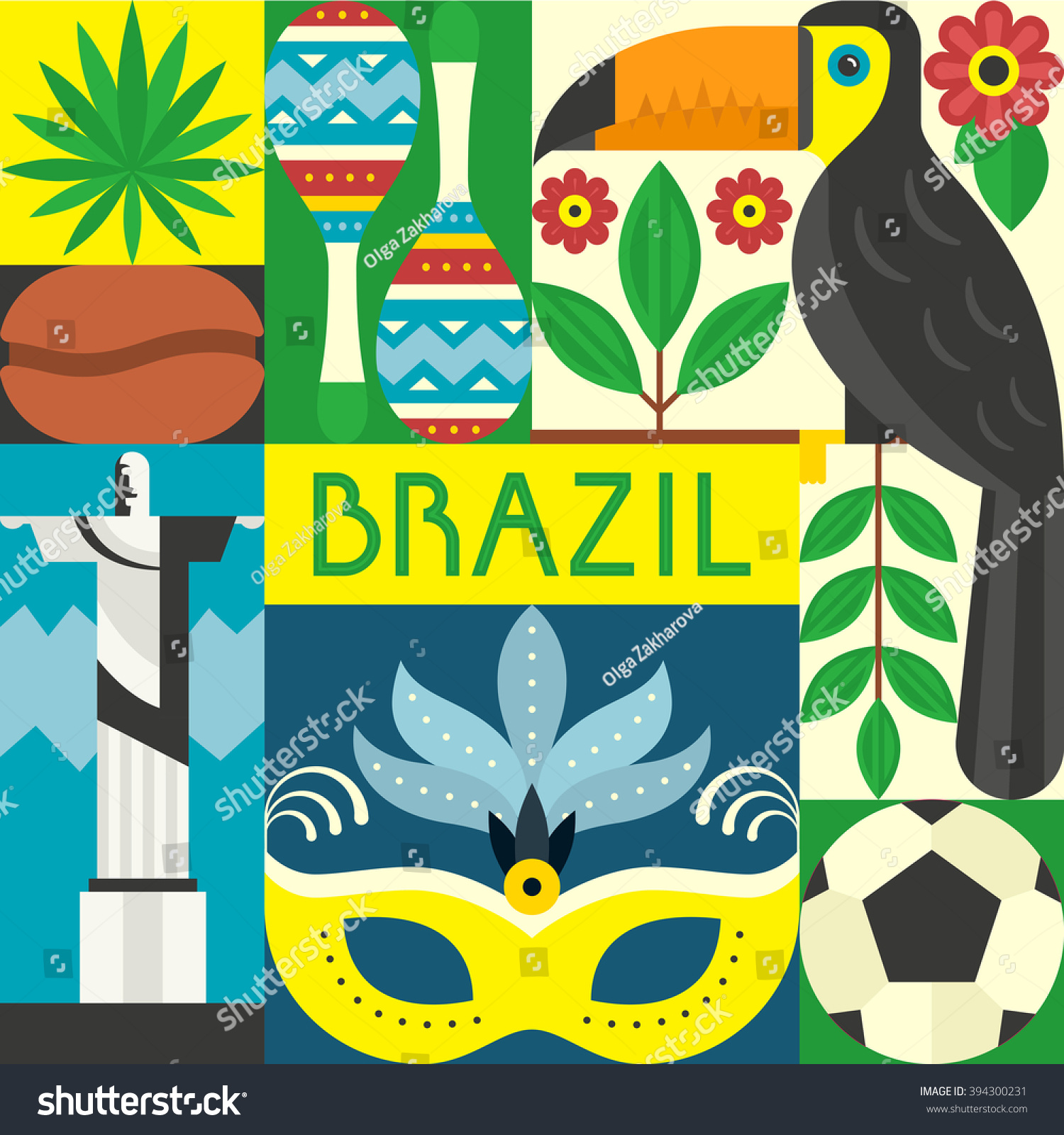 SVG of Vector illustration with Brazil symbols. Travel to Brazil concept made in flat style vector.  svg