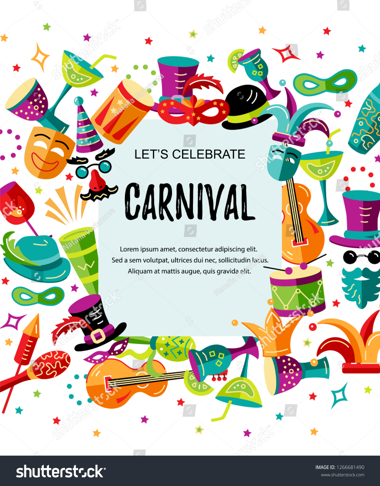 Vector Illustration Carnival Celebratory Objects Template Stock Vector Royalty Free