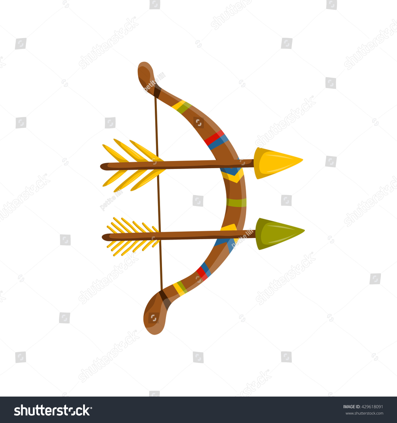 Vector Illustration Cartoon Arrows Bow Archery Stock Vector (Royalty ...