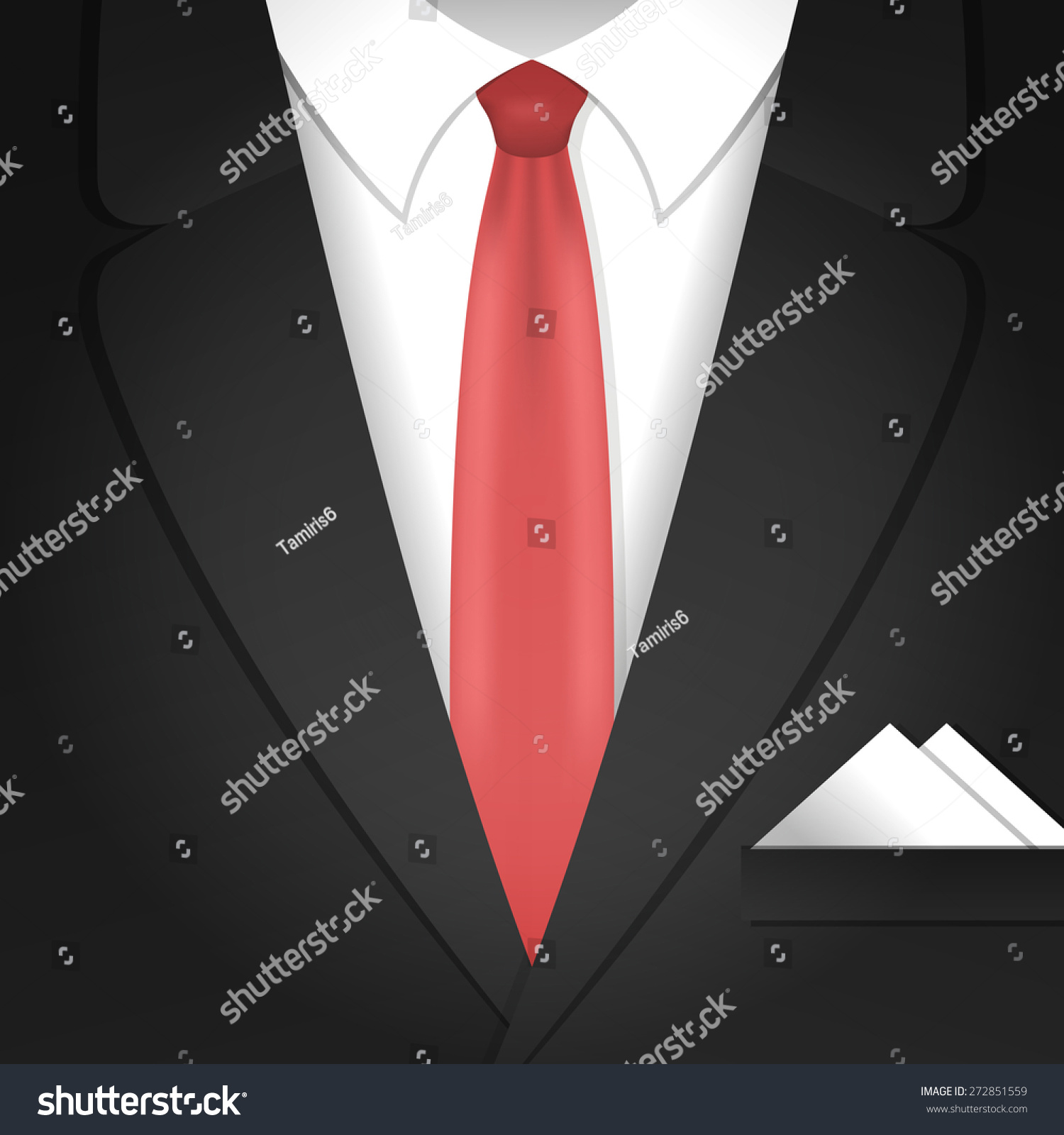 Vector Illustration With Classic Formal Male Clothing Suit And Red Tie ...