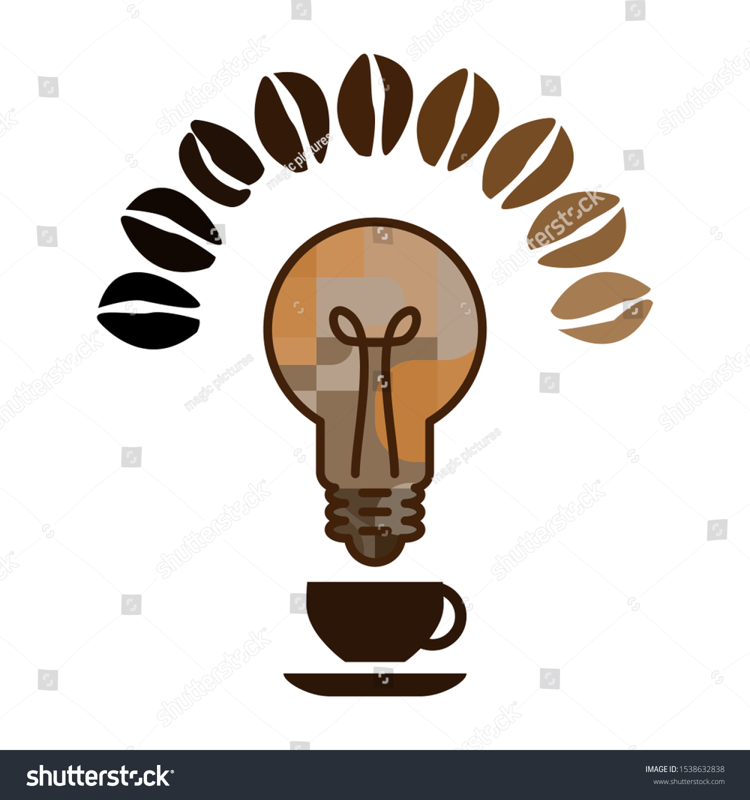 SVG of vector illustration with coffee cup and lightbulb for creative ideas and caffeine connection concept svg