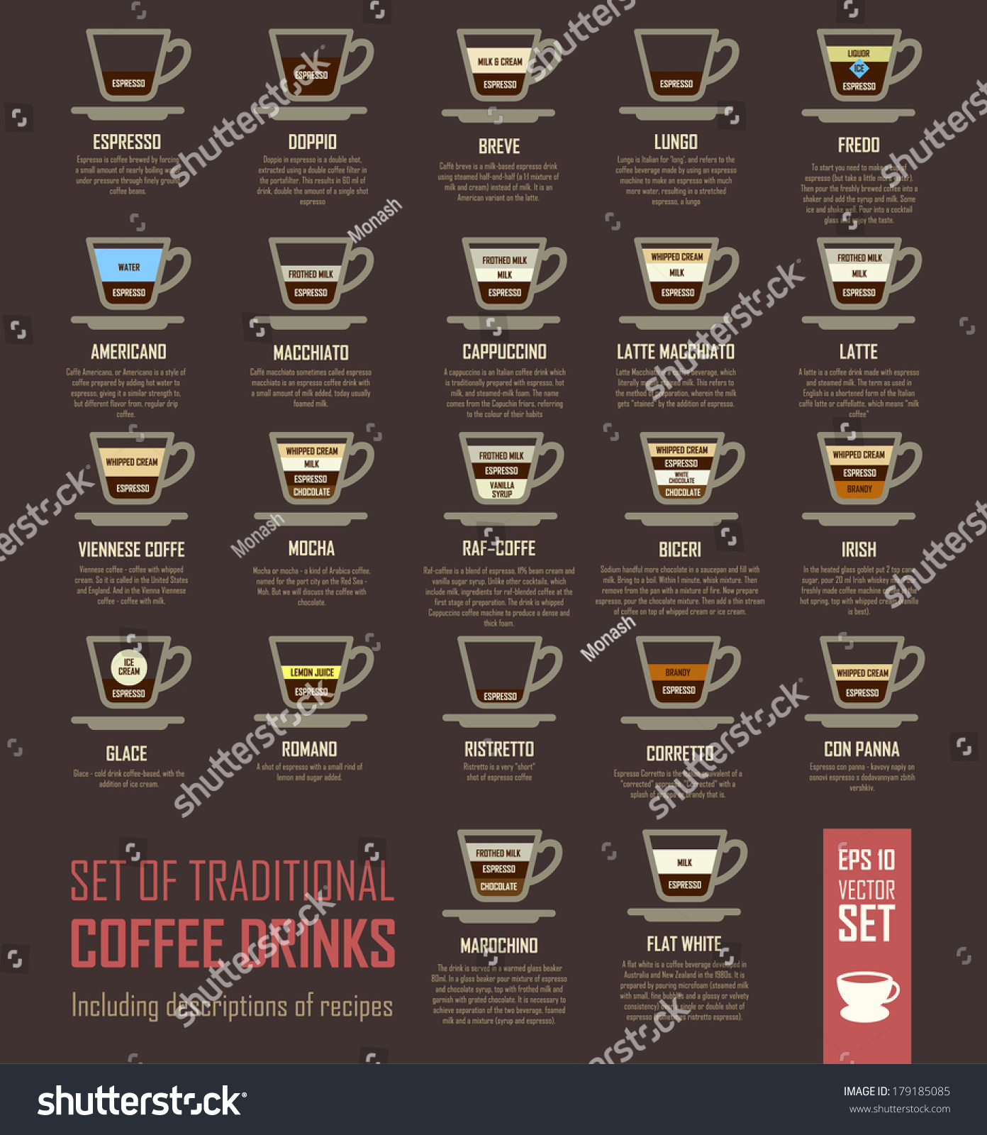 Vector Illustration Coffee On Black Background Stock Vector Royalty Free