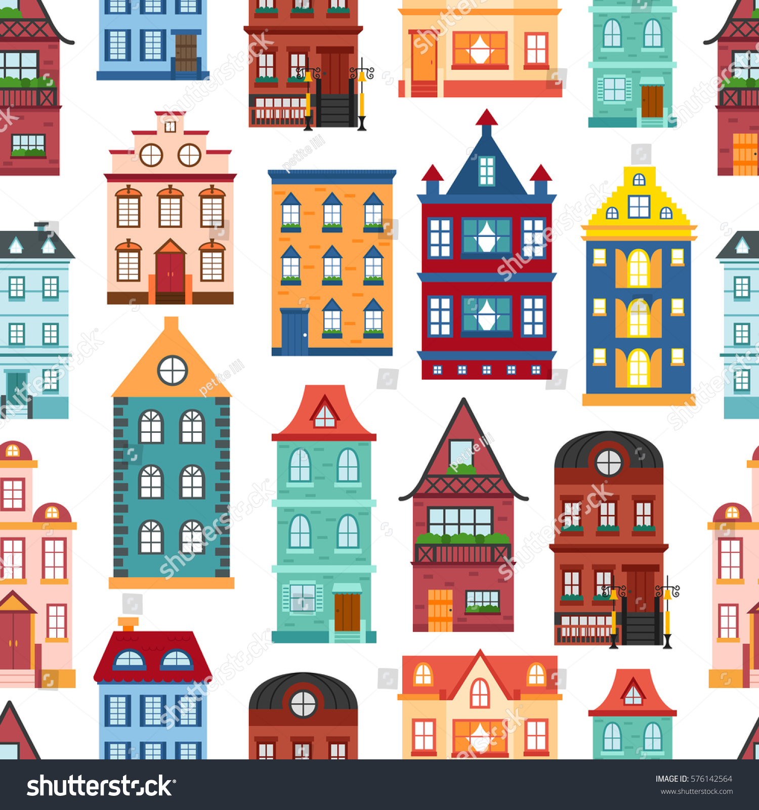 Vector Illustration Collection Flat Cartoon Houses Stock Vector ...