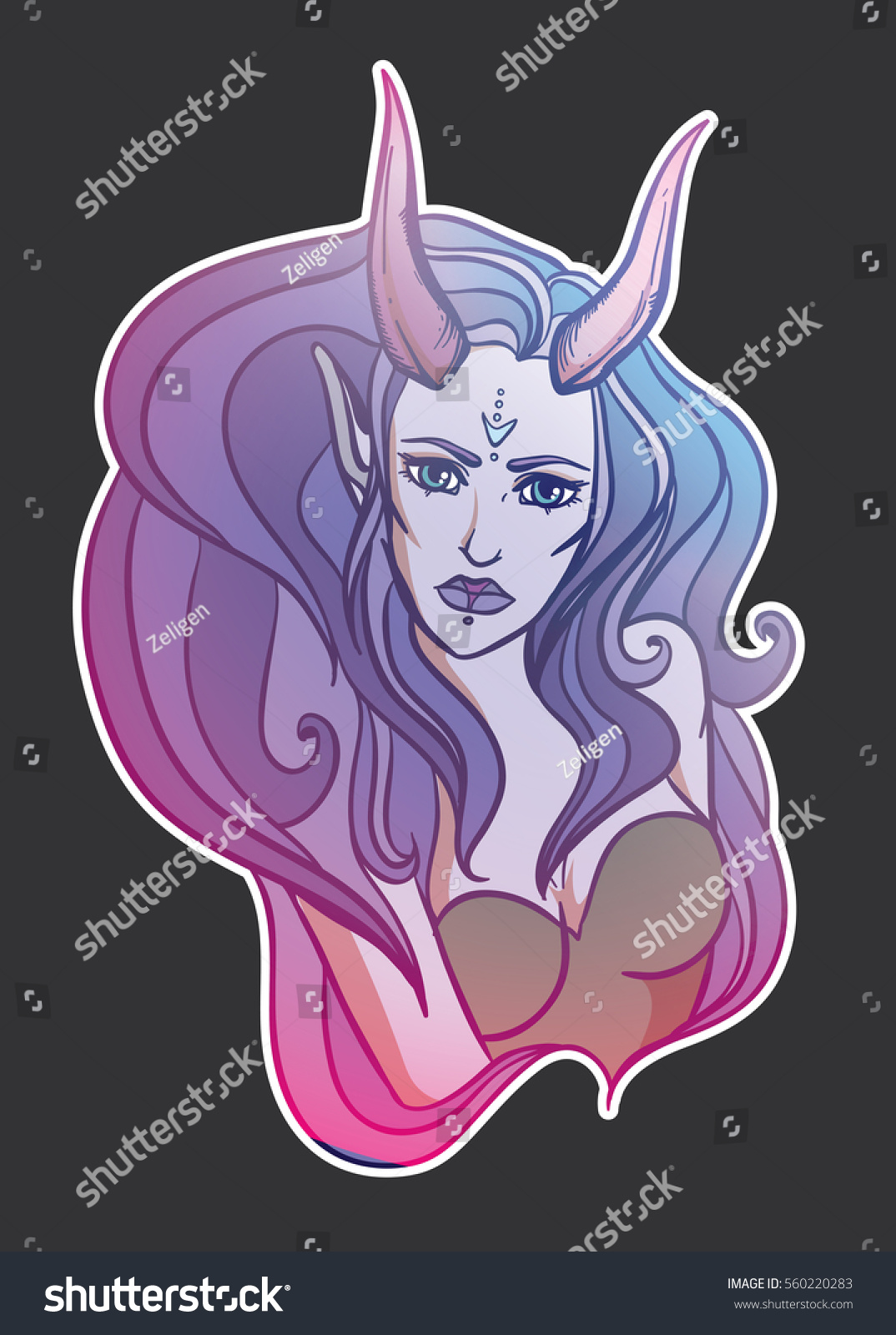 Vector Illustration Devil Bad Girl Horns Stock Vector Royalty Free 560220283 5350