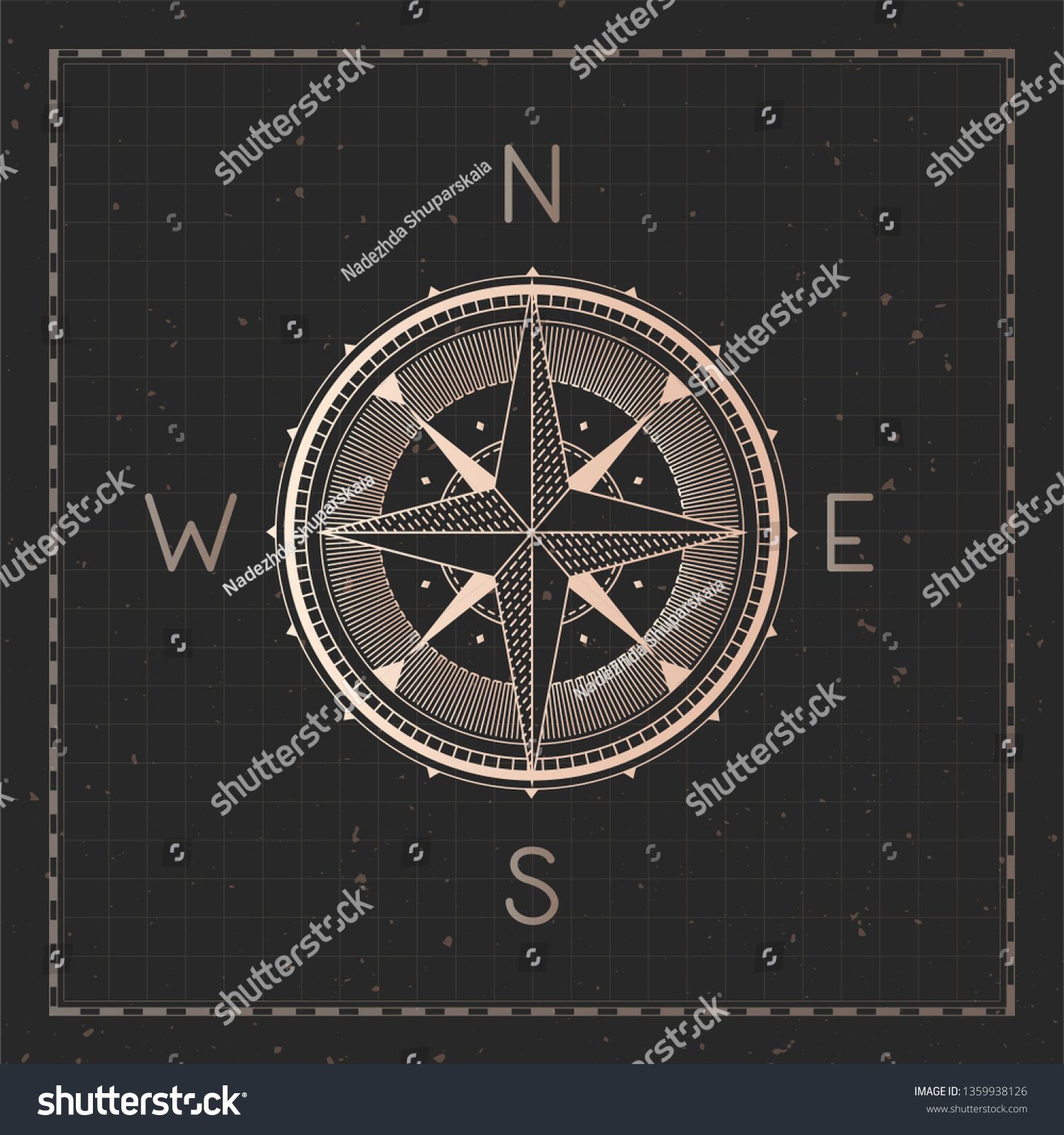 Vector Illustration Gold Compass Wind Rose Stock Vector Royalty Free 1359938126 Shutterstock 1137