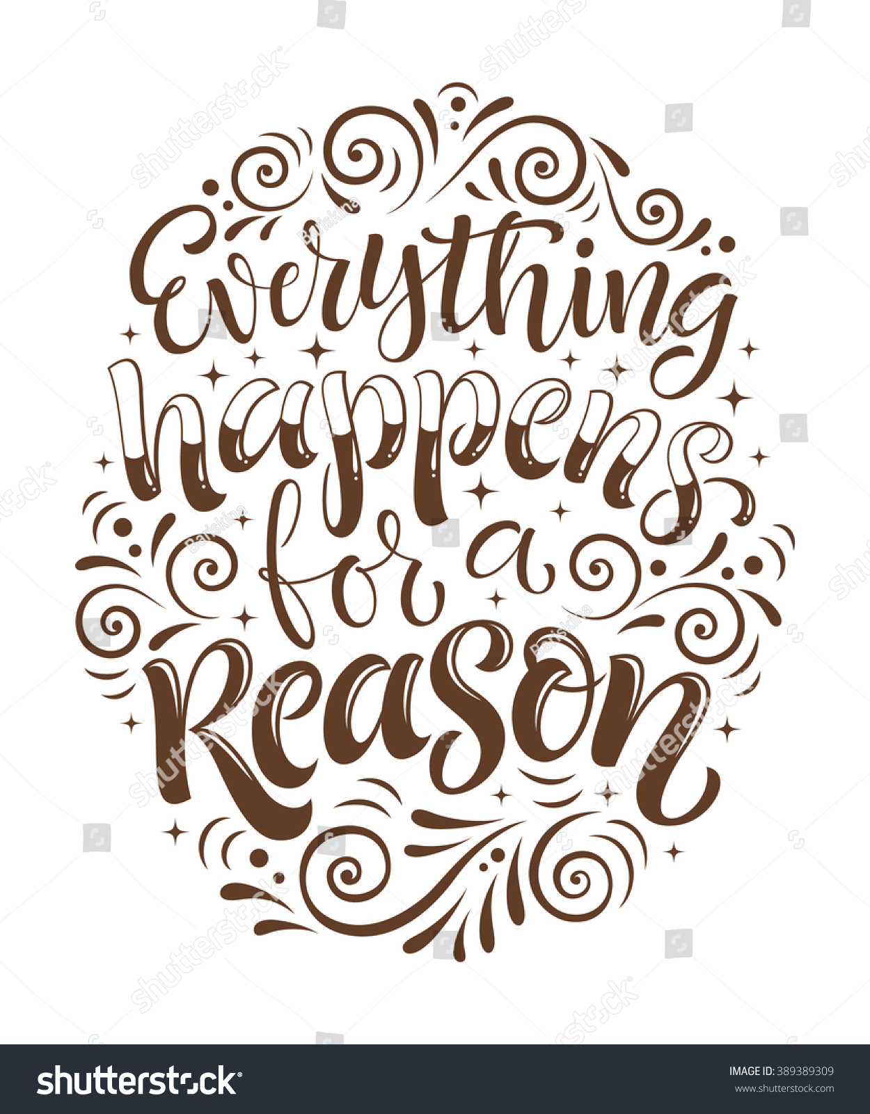 Vector Illustration Handdrawn Lettering Everything Happens Stock