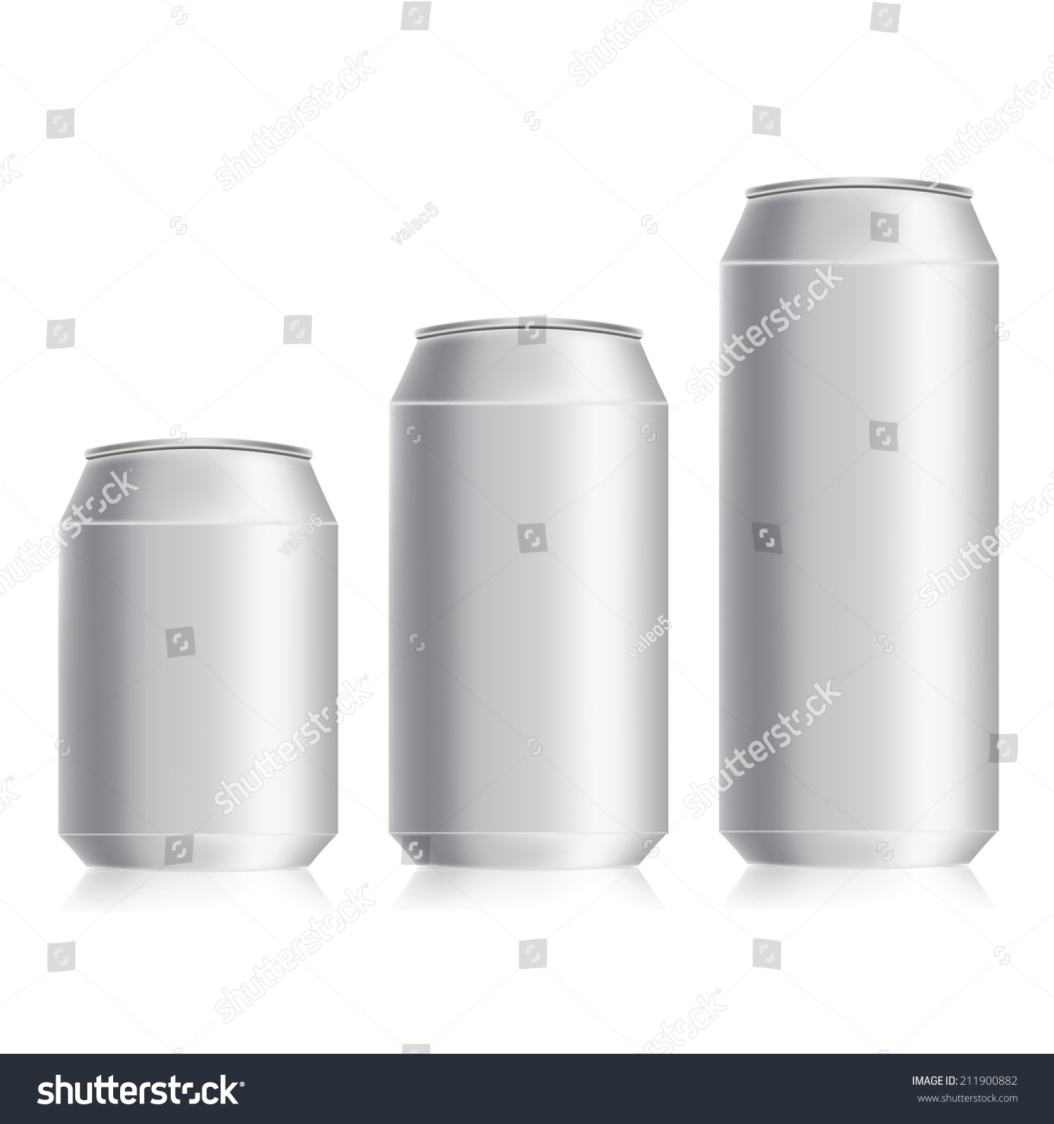 SVG of Vector Illustration with Nameless Drink Beer Cans Different Size and Height Isolated on a White Background. Aluminum Packaging for Grocery svg