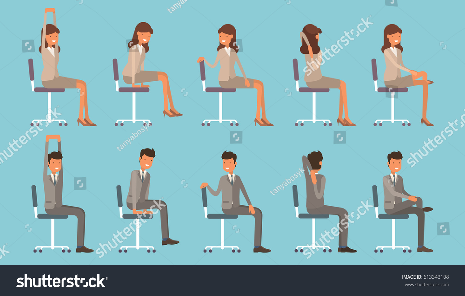 vector illustration office chair yoga businessman stock vector vector illustration office chair yoga businessman stock vector