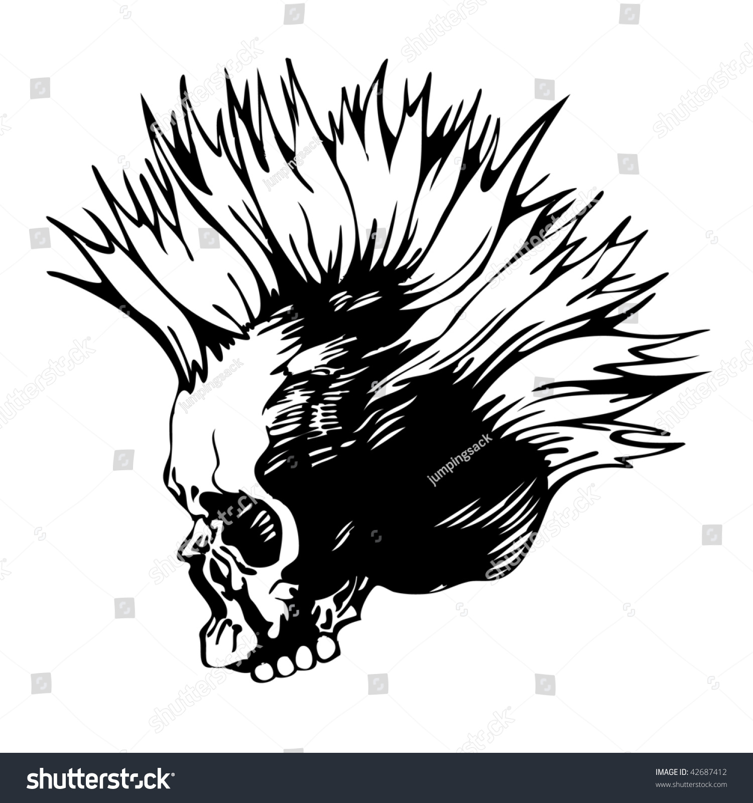 Vector Illustration Punk Skull Stock Vector 42687412 - Shutterstock