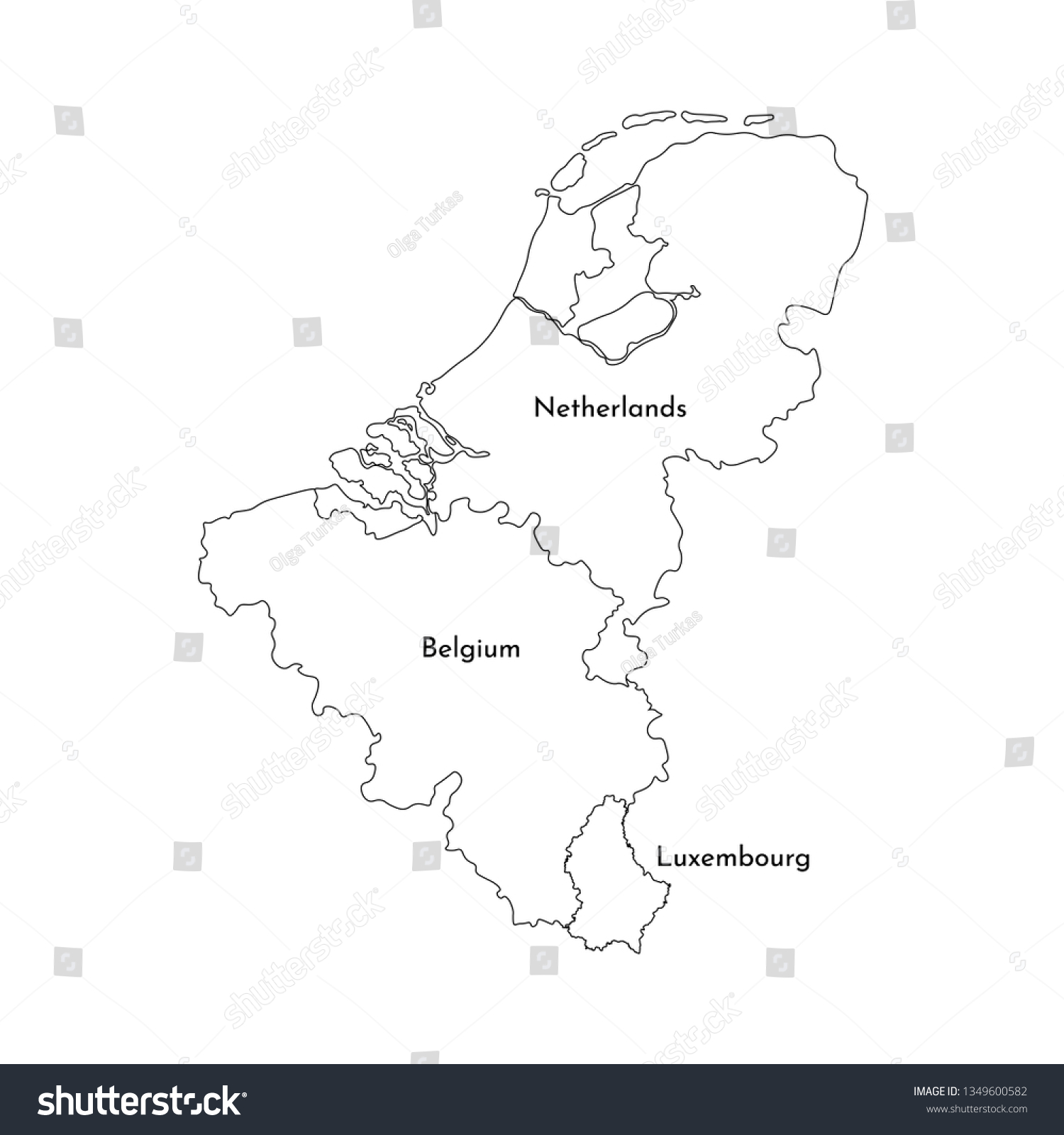 Vector Illustration Simplified Map European Benelux   Stock Vector Vector Illustration With Simplified Map Of European Benelux States Belgium Netherlands 1349600582 