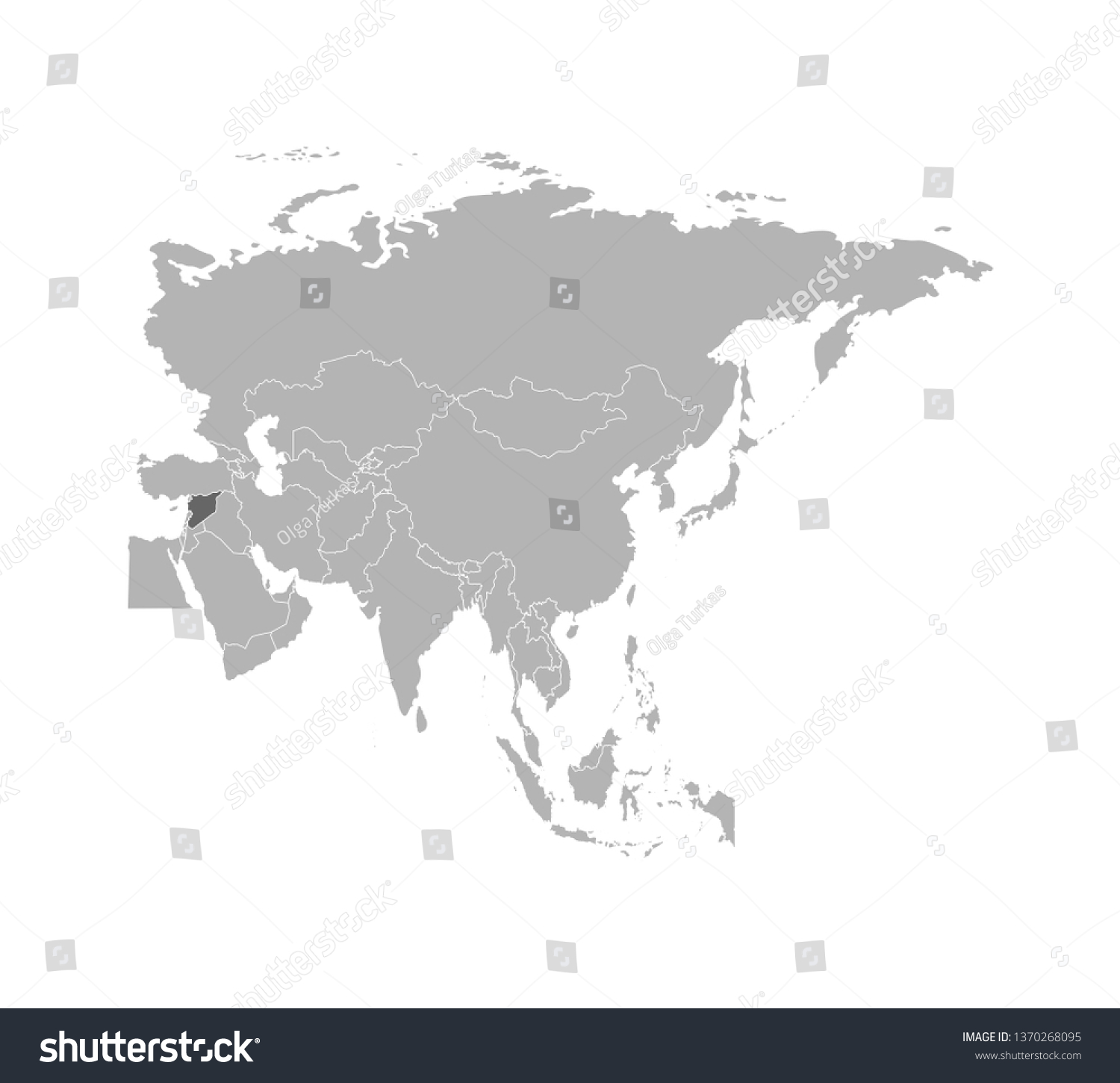 Vector Illustration Simplified Map Syria Asian Stock Vector (Royalty ...