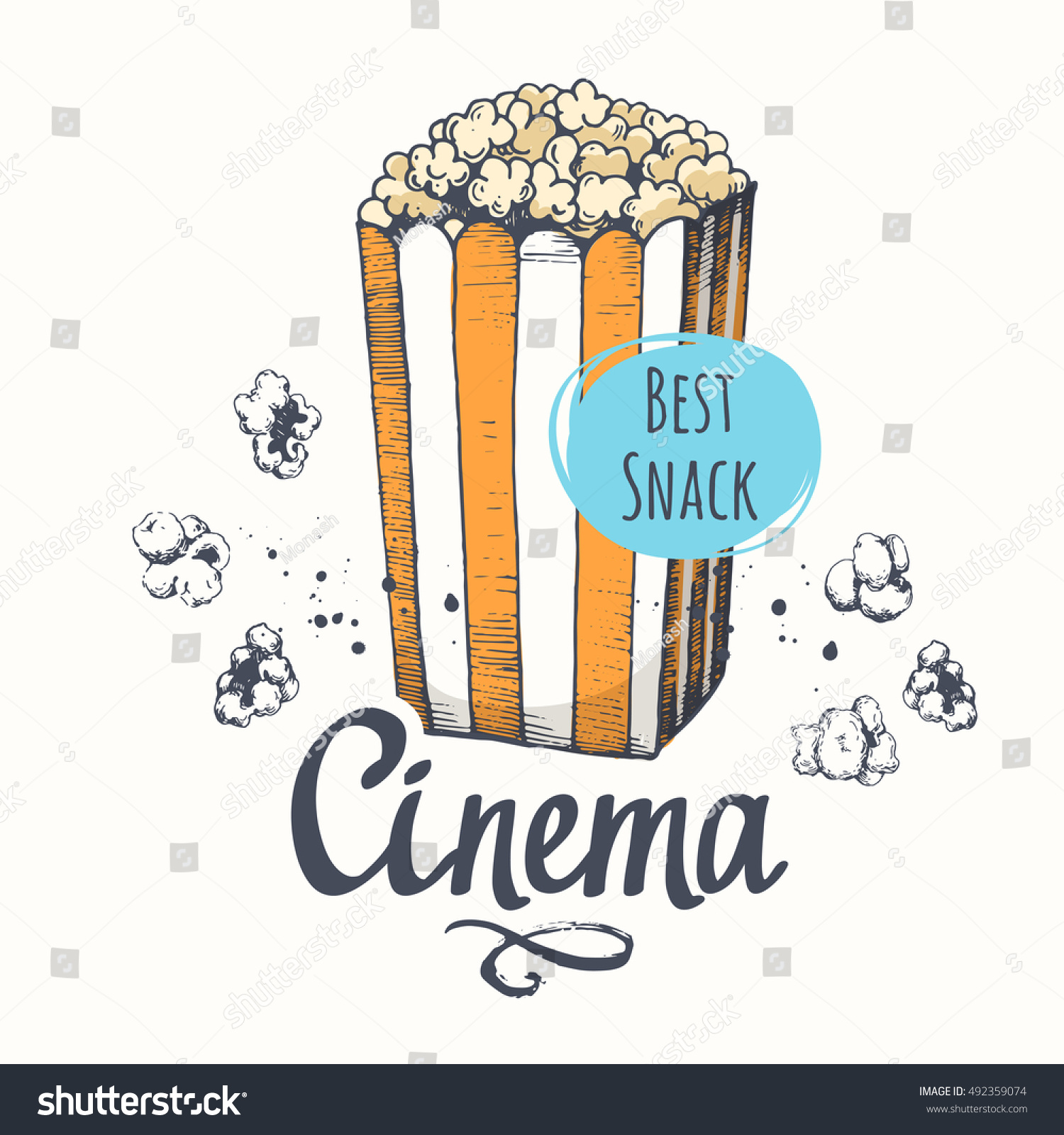 Vector Illustration Sketch Popcorn Bucket Sketch Stock Vector (Royalty ...