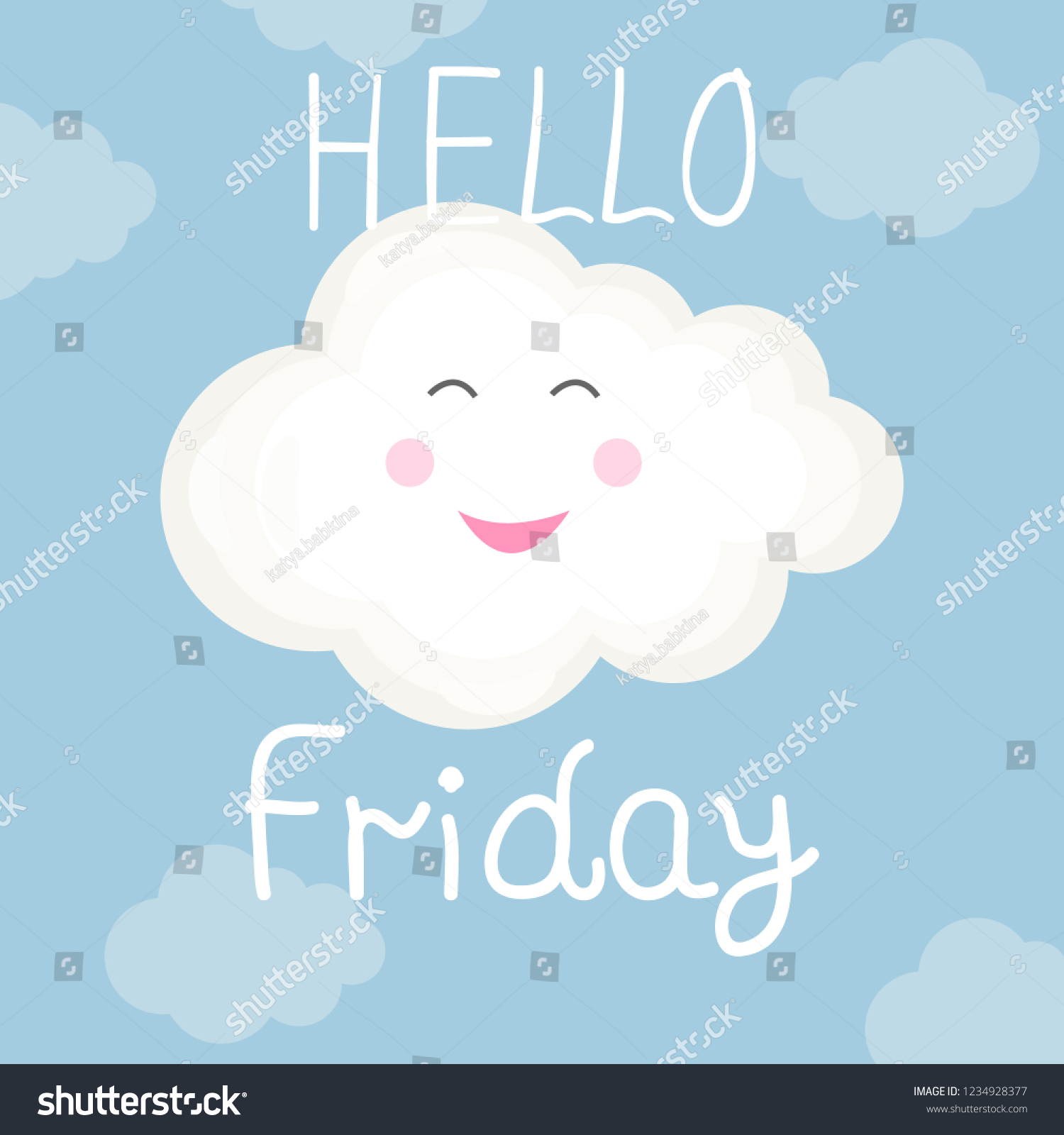 Vector Illustration Smiling Cloud Letter Hello Stock Vector (Royalty ...
