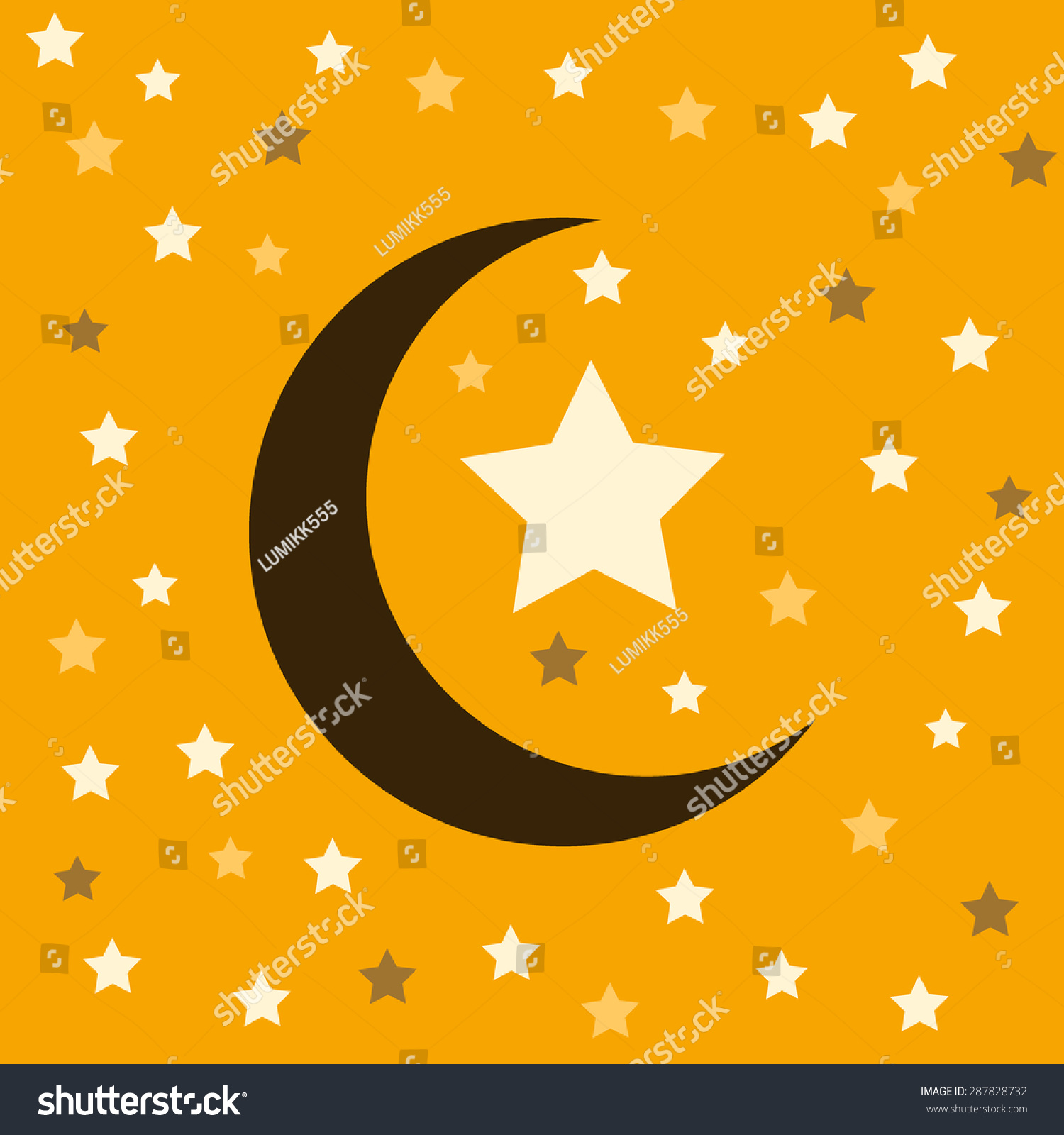 Vector Illustration Moon Stars On Yellow Stock Vector (Royalty Free ...