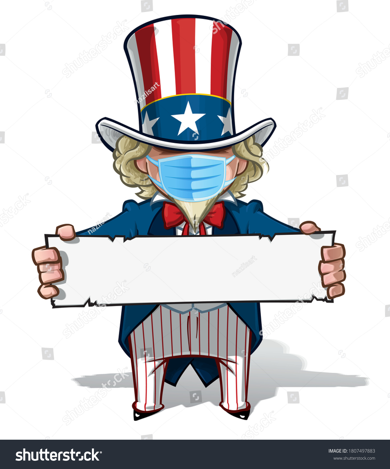 Vector Illustrations Cartoon Uncle Sam Holding Stock Vector (Royalty ...