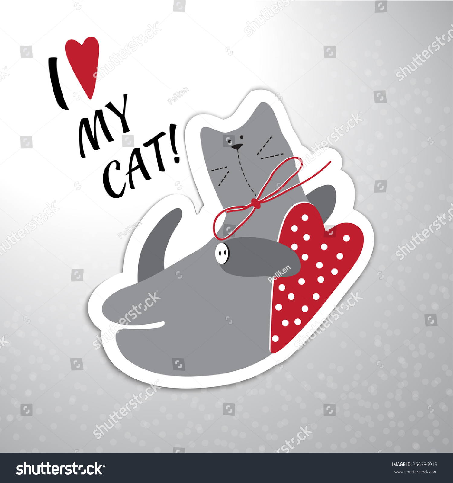 Vector Illustrations Cartoon Cat Heart Stock Vector (Royalty Free ...