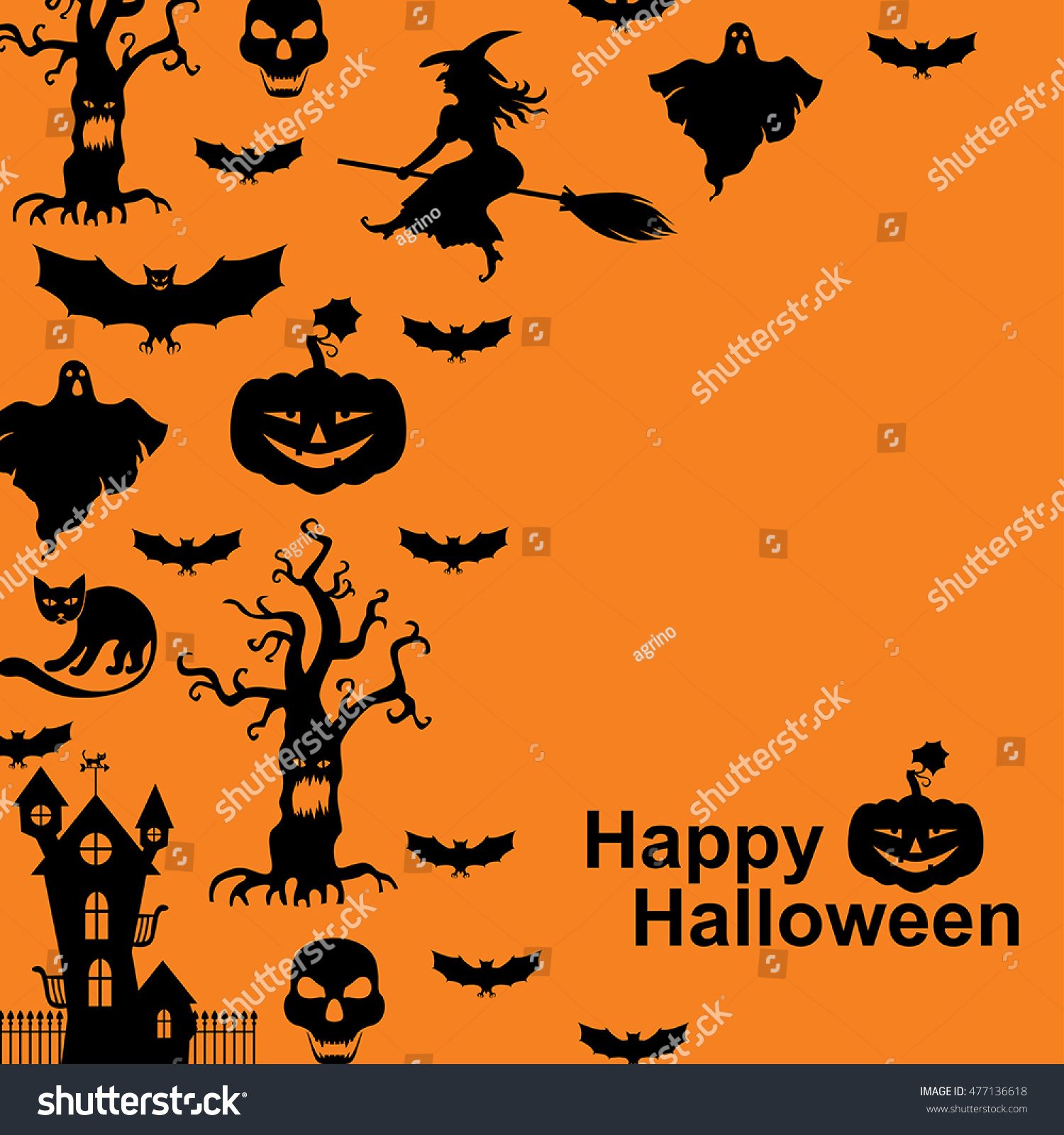 Vector Illustrations Halloween Horror Silhouettes Stock Vector (Royalty ...