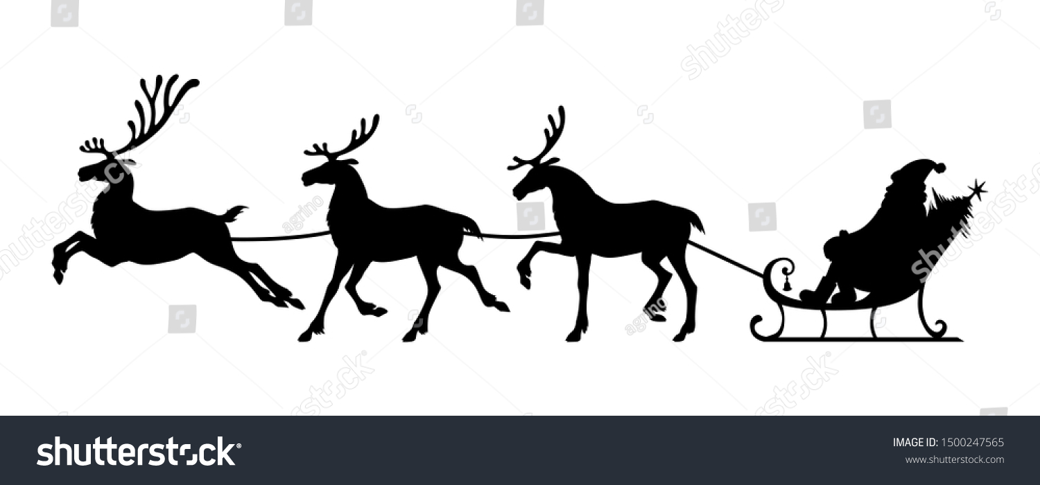 Vector Illustrations Silhouette Santa Claus Riding Stock Vector ...