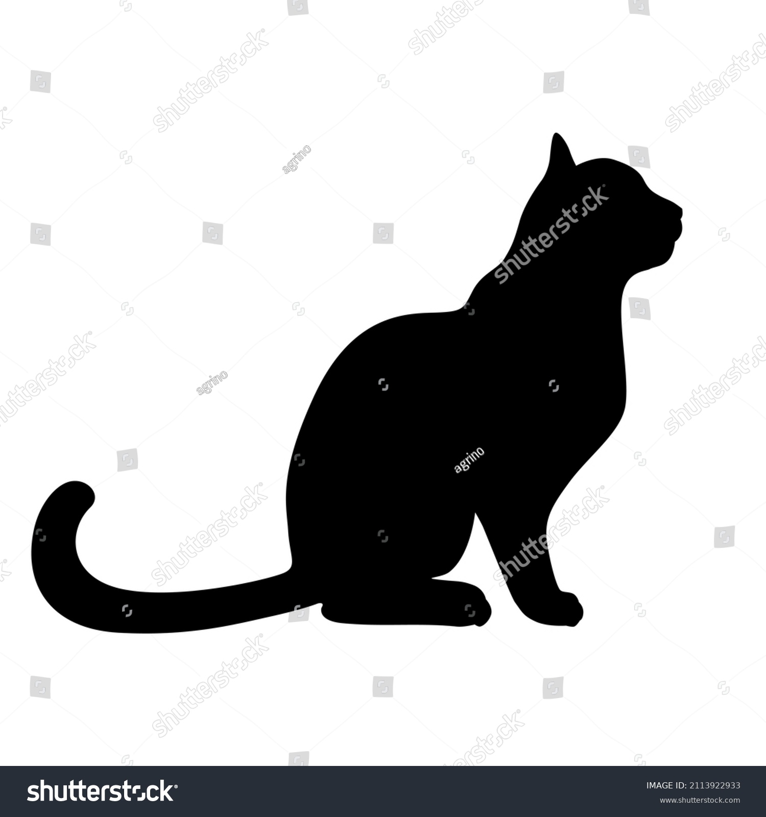 Vector Illustrations Silhouette Sitting Black Cats Stock Vector ...