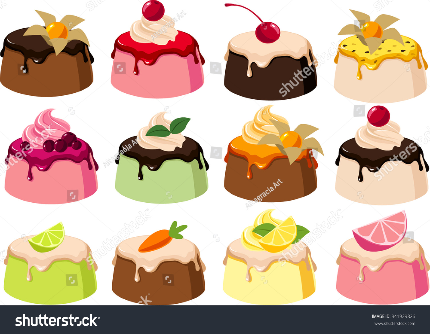 Vector Illustrations Of Various Jellies/Puddings. - 341929826 ...