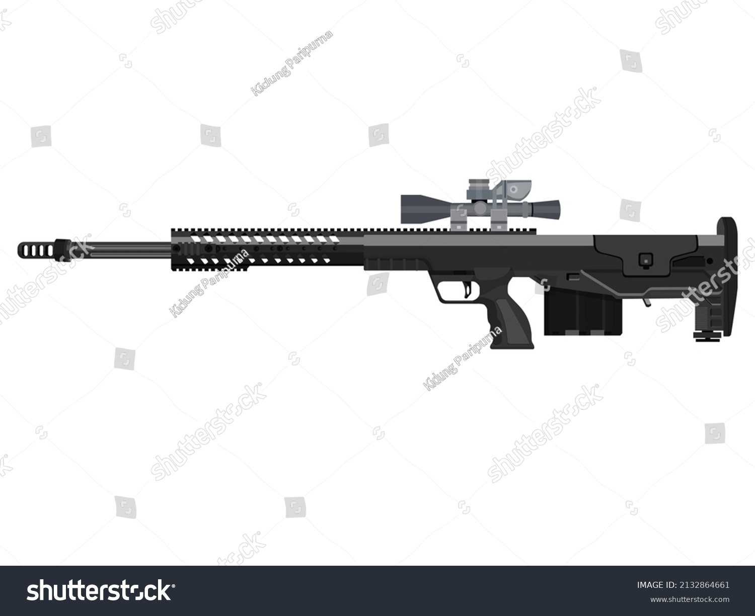 Vector Illutration Modern Sniper Rifle Hunting Stock Vector (Royalty ...