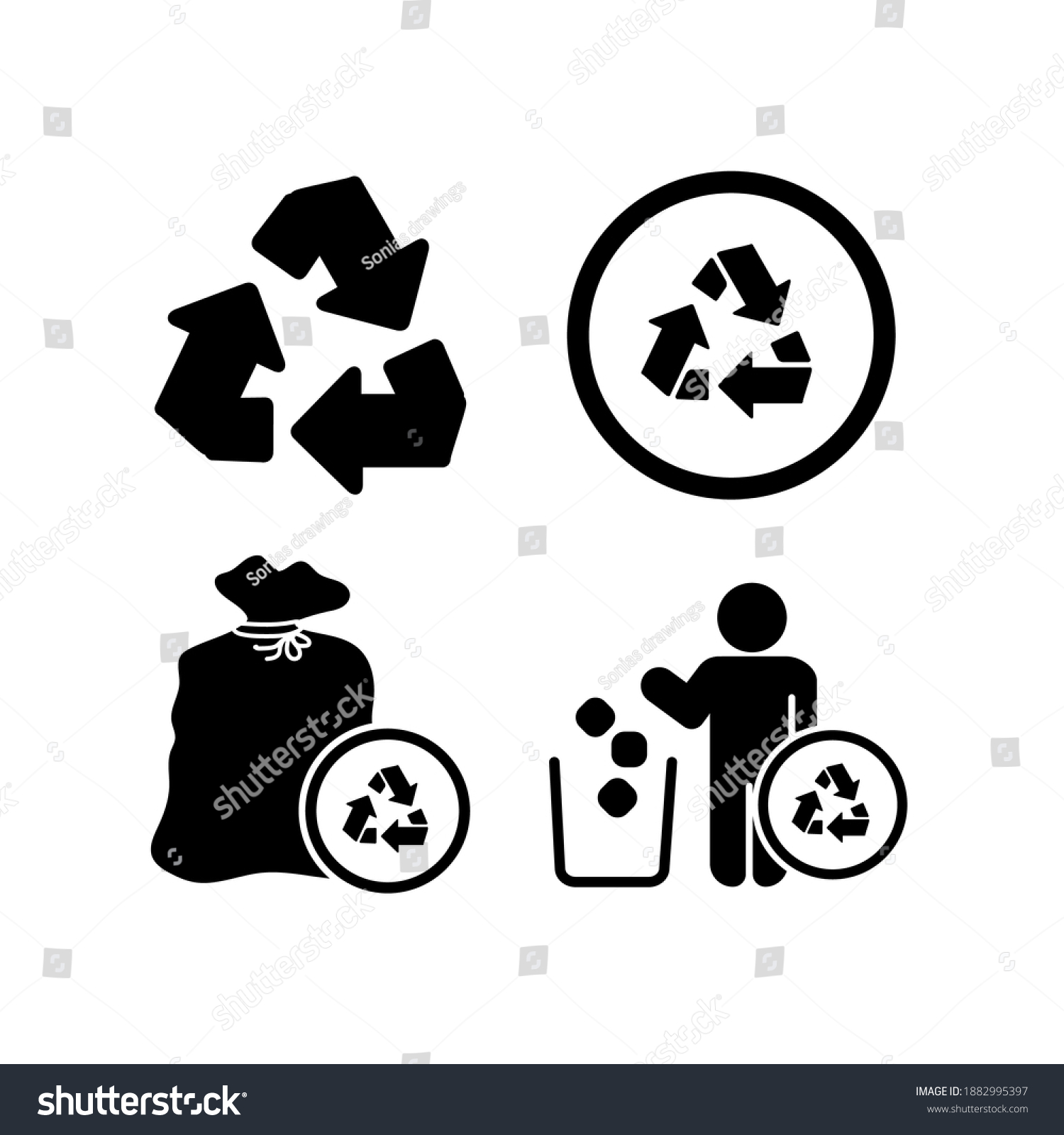 imagen-vectorial-diferentes-pictogramas-de-basura-vector-de-stock