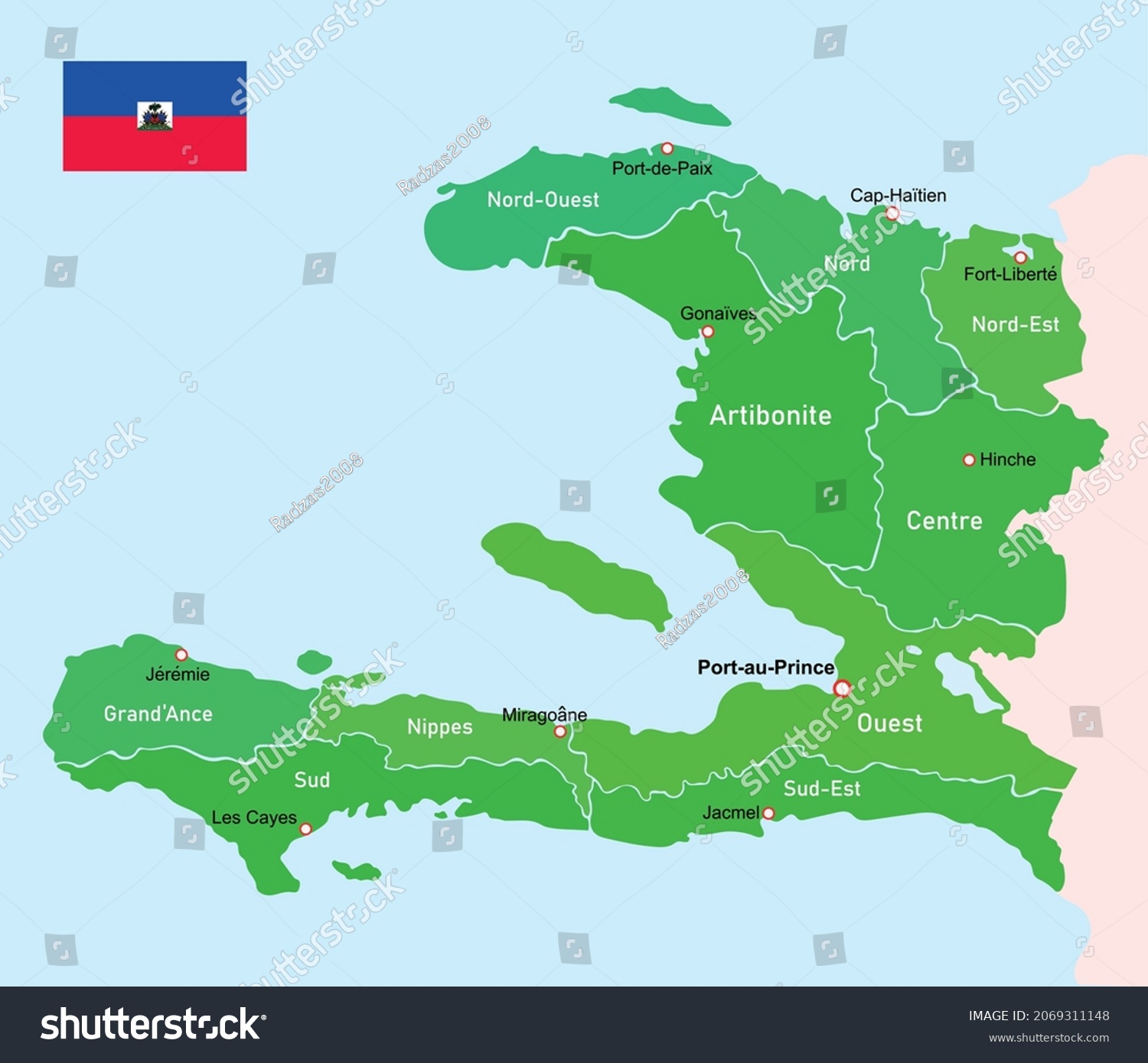 Vector Image Haiti Regions Map Stock Vector (Royalty Free) 2069311148