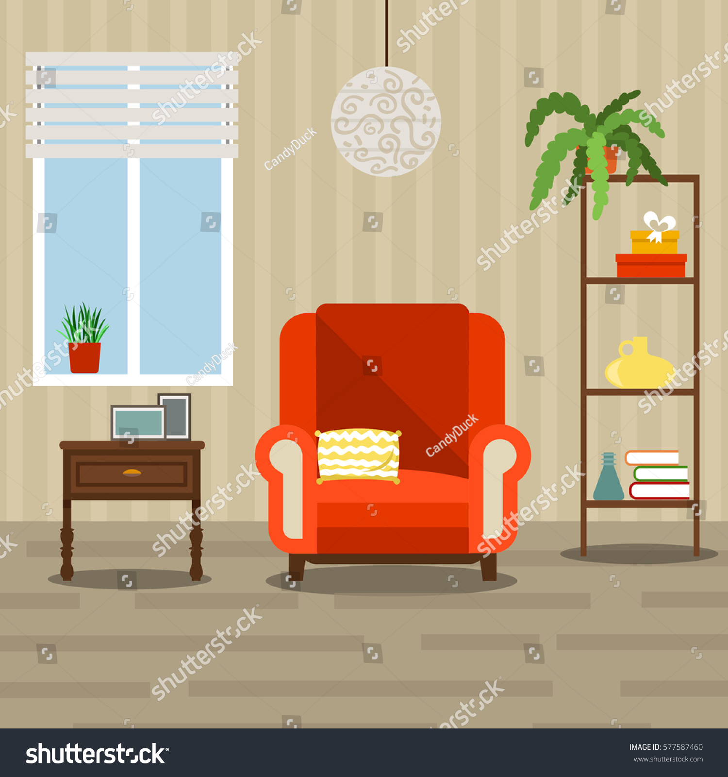 Vector Image Illustration Room Living Room Stock Vector 