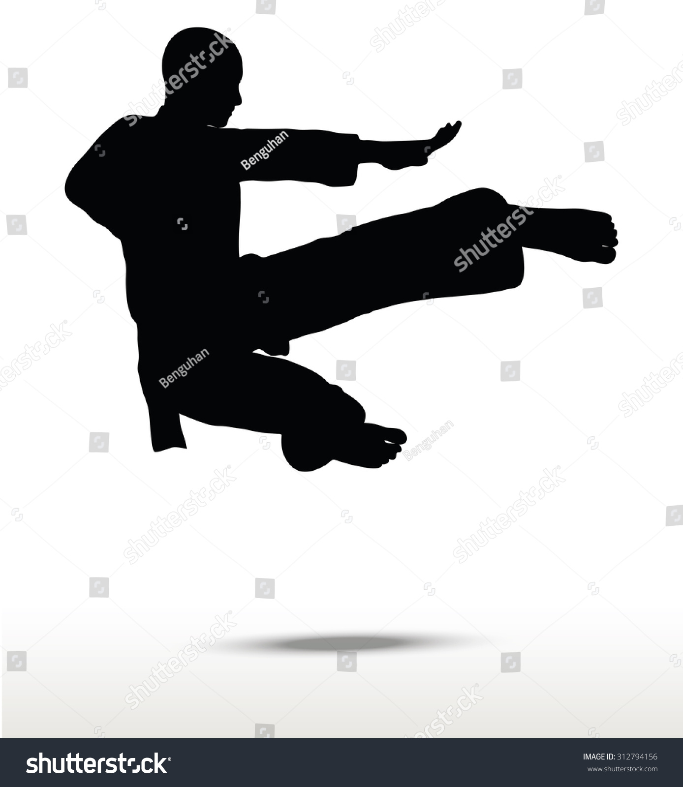 Vector Image - Karate Silhouette, Isolated On White Background