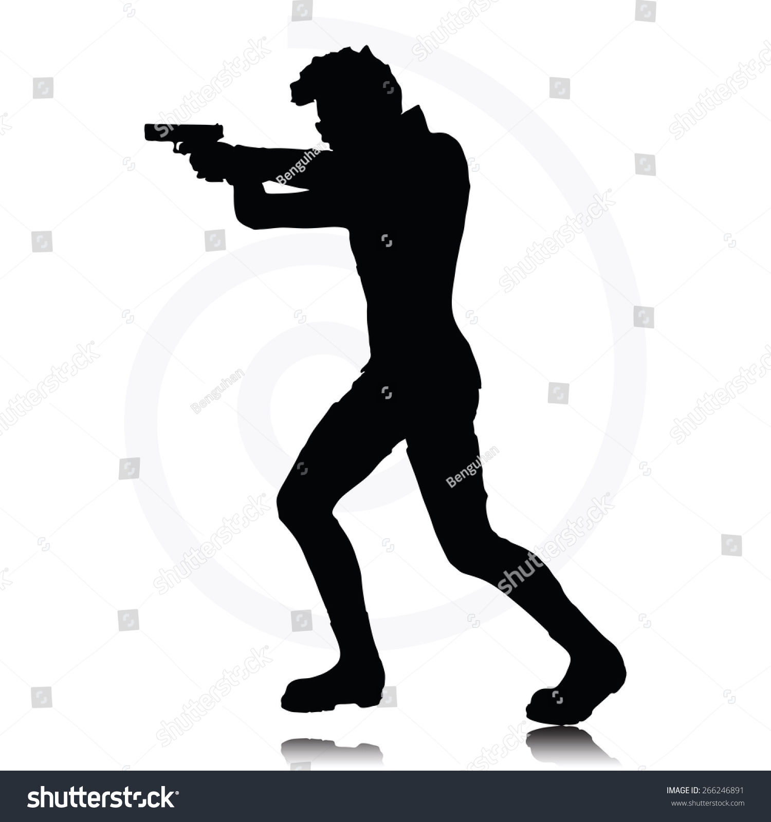 Vector Image - Man With A Gun Pointing Silhouette Isolated On White ...