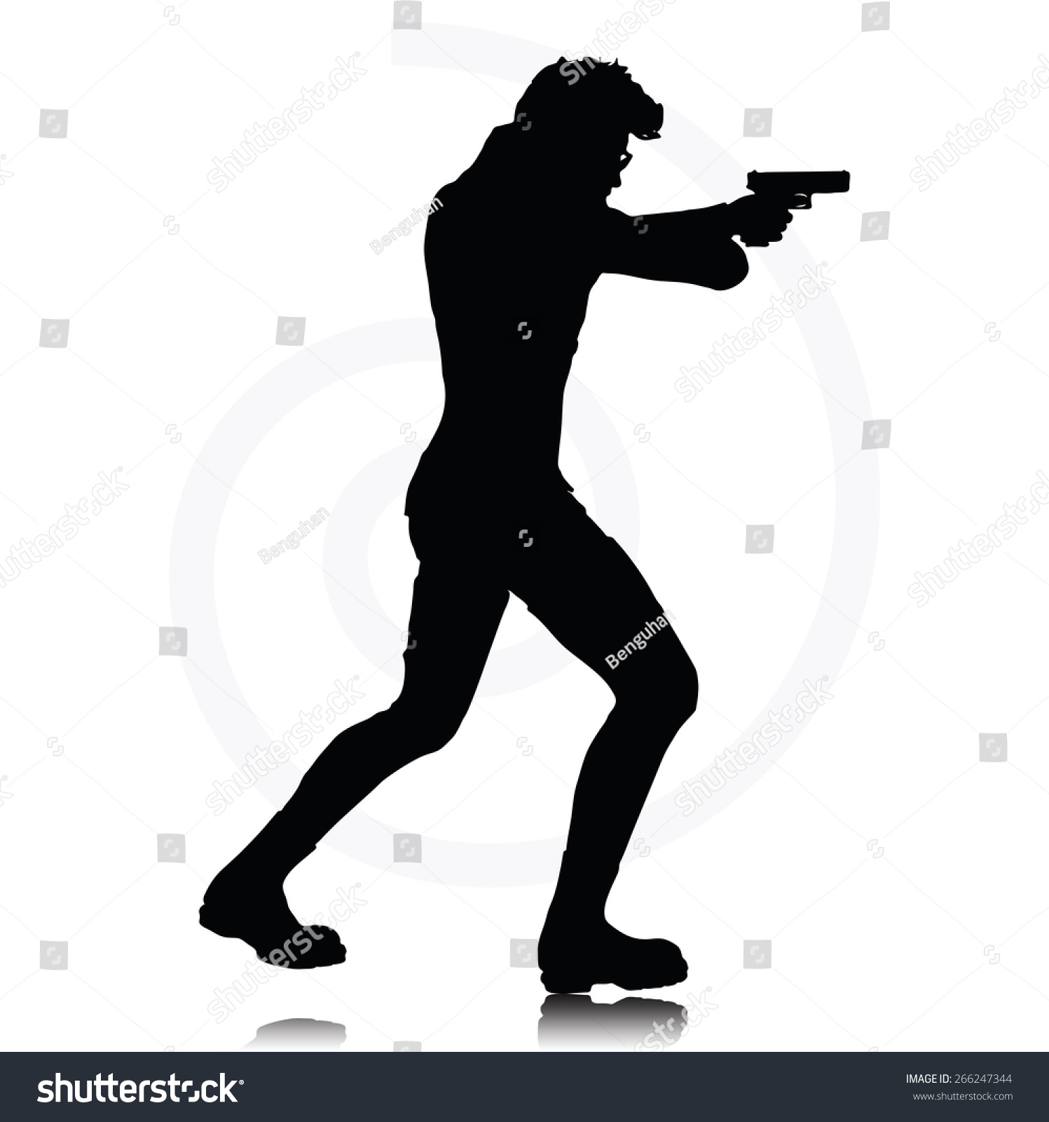 Vector Image Man Gun Pointing Silhouette Stock Vector 266247344 ...