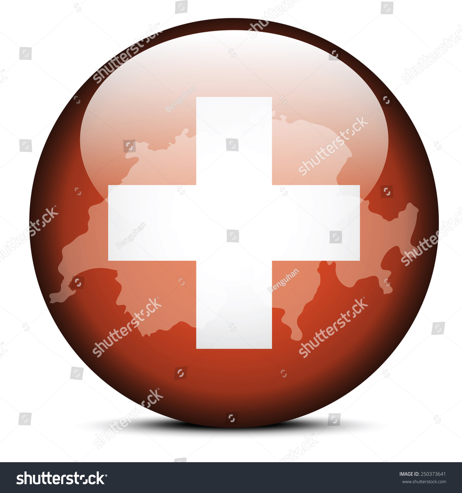 SVG of Vector Image - Map on flag button of Switzerland, Swiss Confederation svg