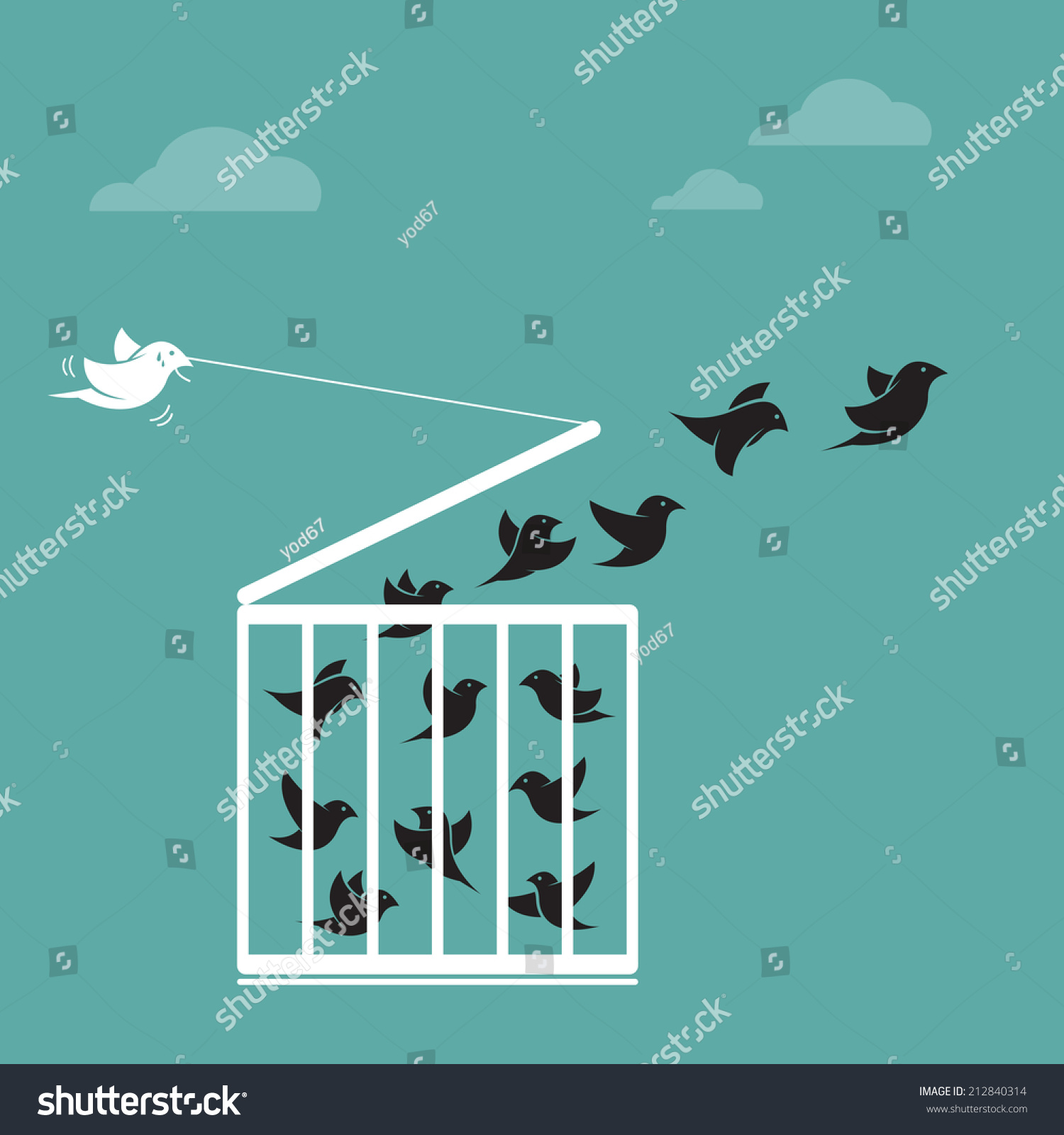 Vector Image Of A Bird In The Cage And Outside The Cage. Freedom ...