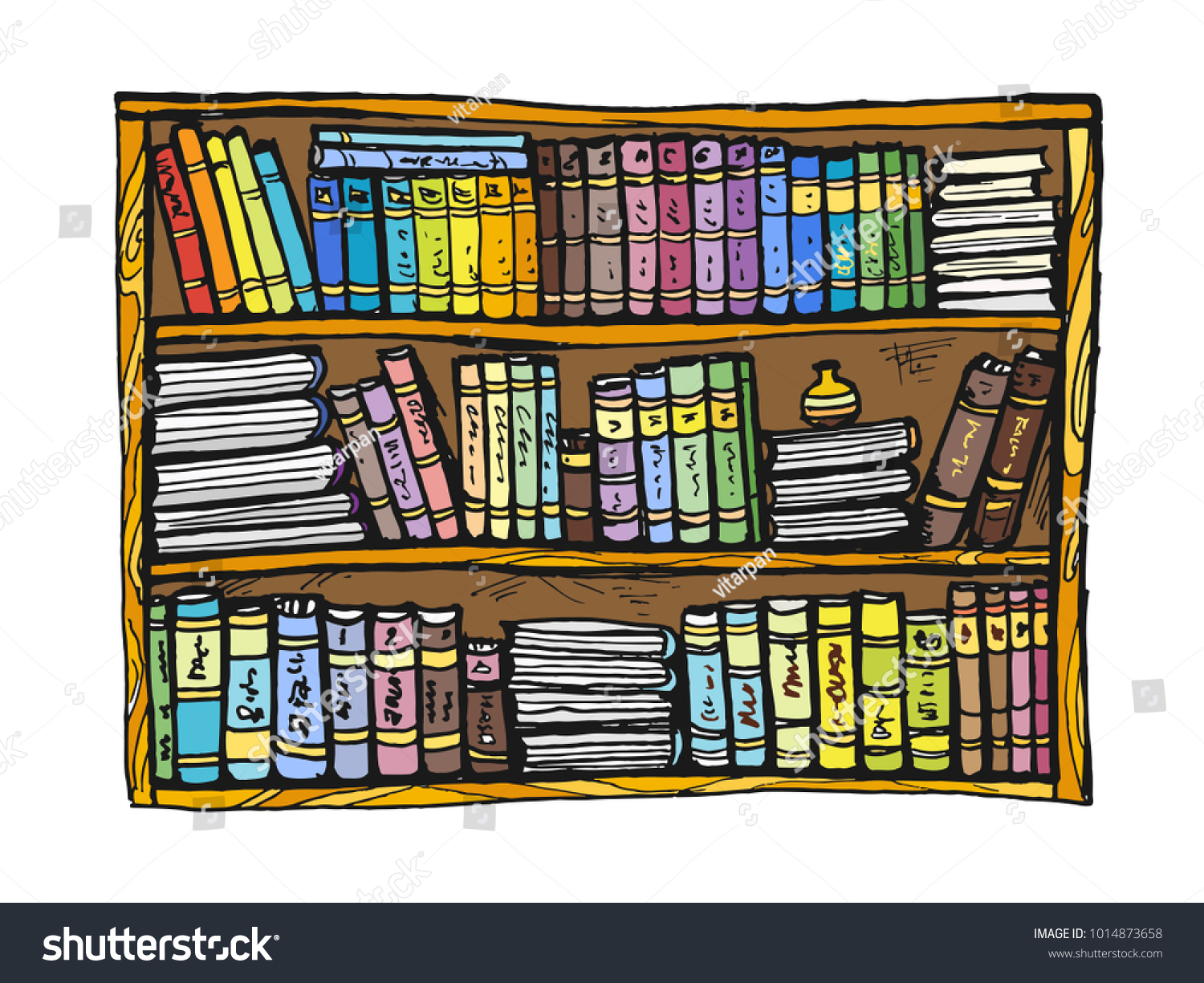 Vector Image Bookshelf Drawing Books On Stock Vector Royalty Free