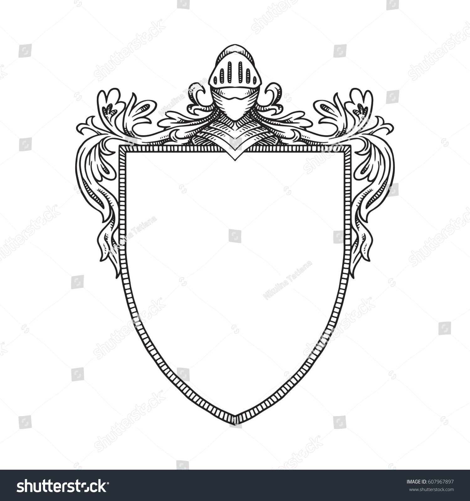 Vector Image Heraldic Shield Knights Helmet Stock Vector 607967897 ...