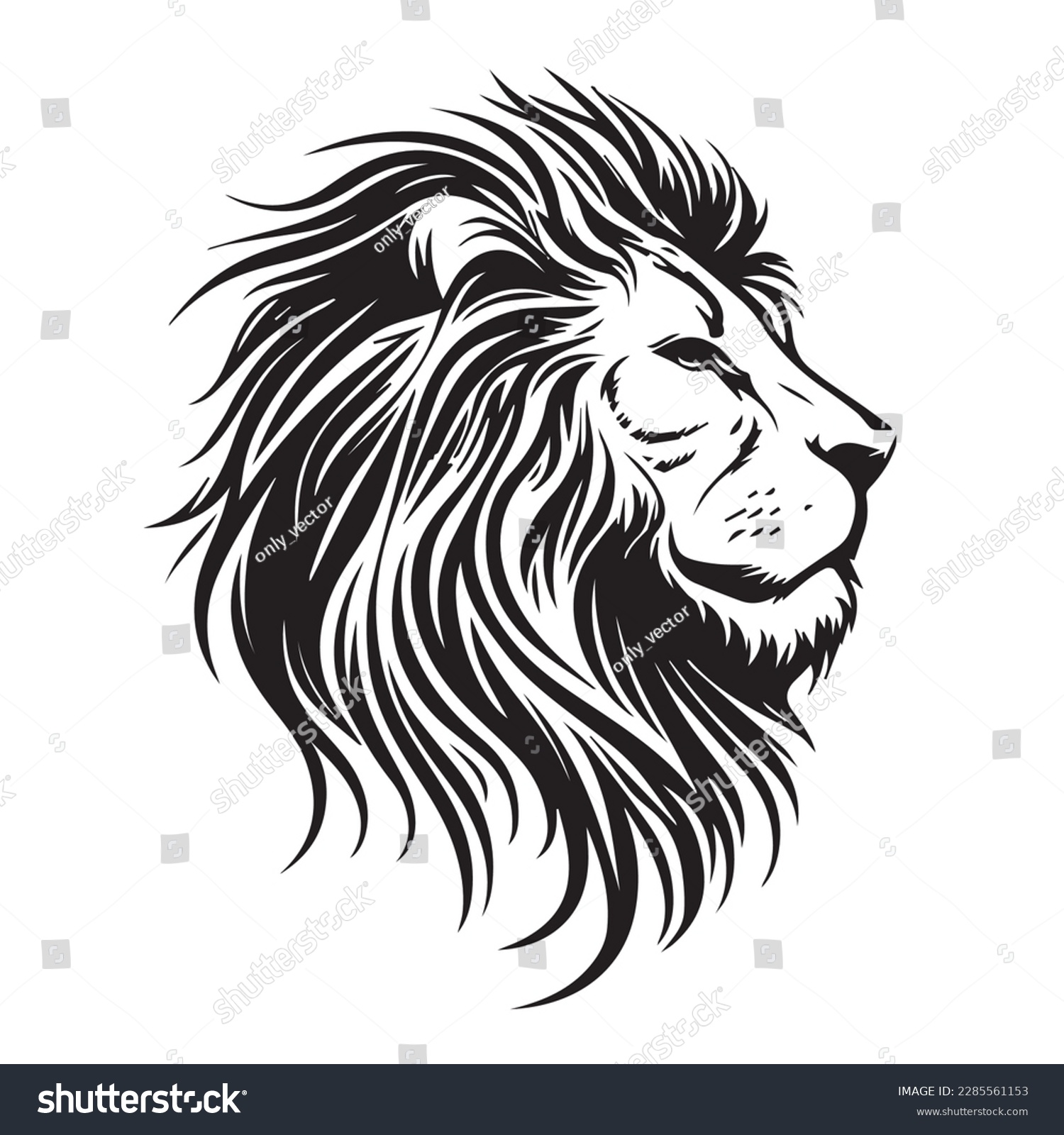 SVG of Vector image of a lion head on a white background. Silhouette svg illustration. svg