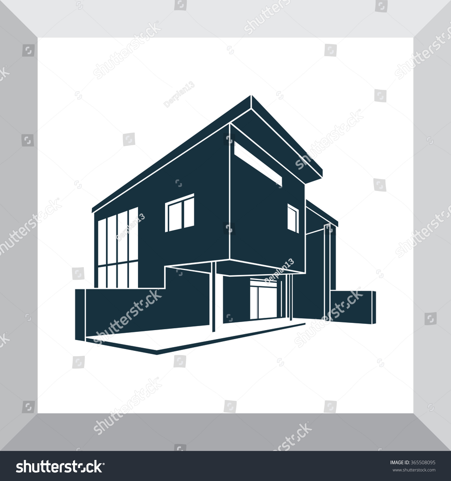 Vector image of a modern and trendy design of the private country house silhouette and