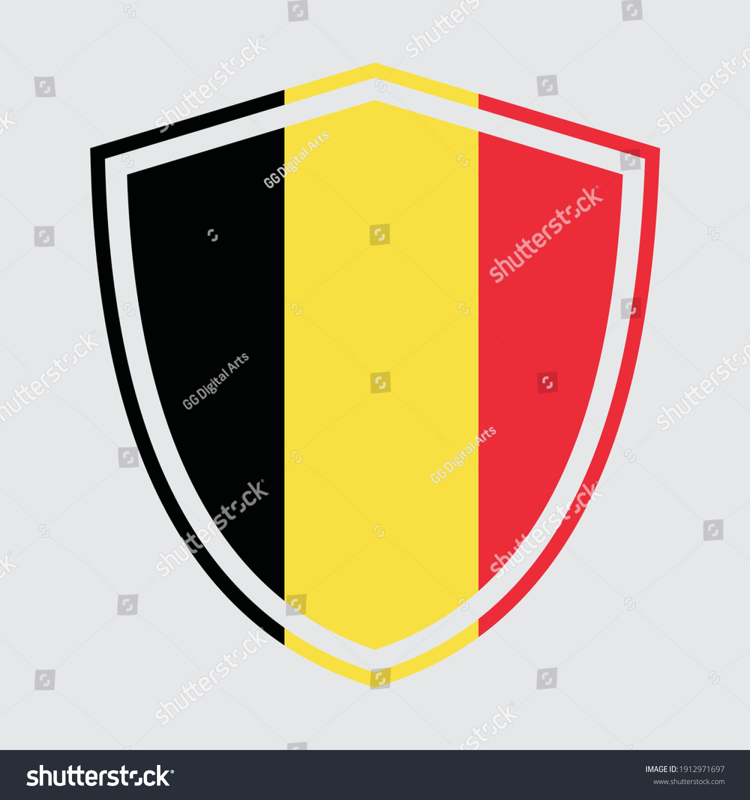 SVG of Vector image of a shield with Belgian flag. svg